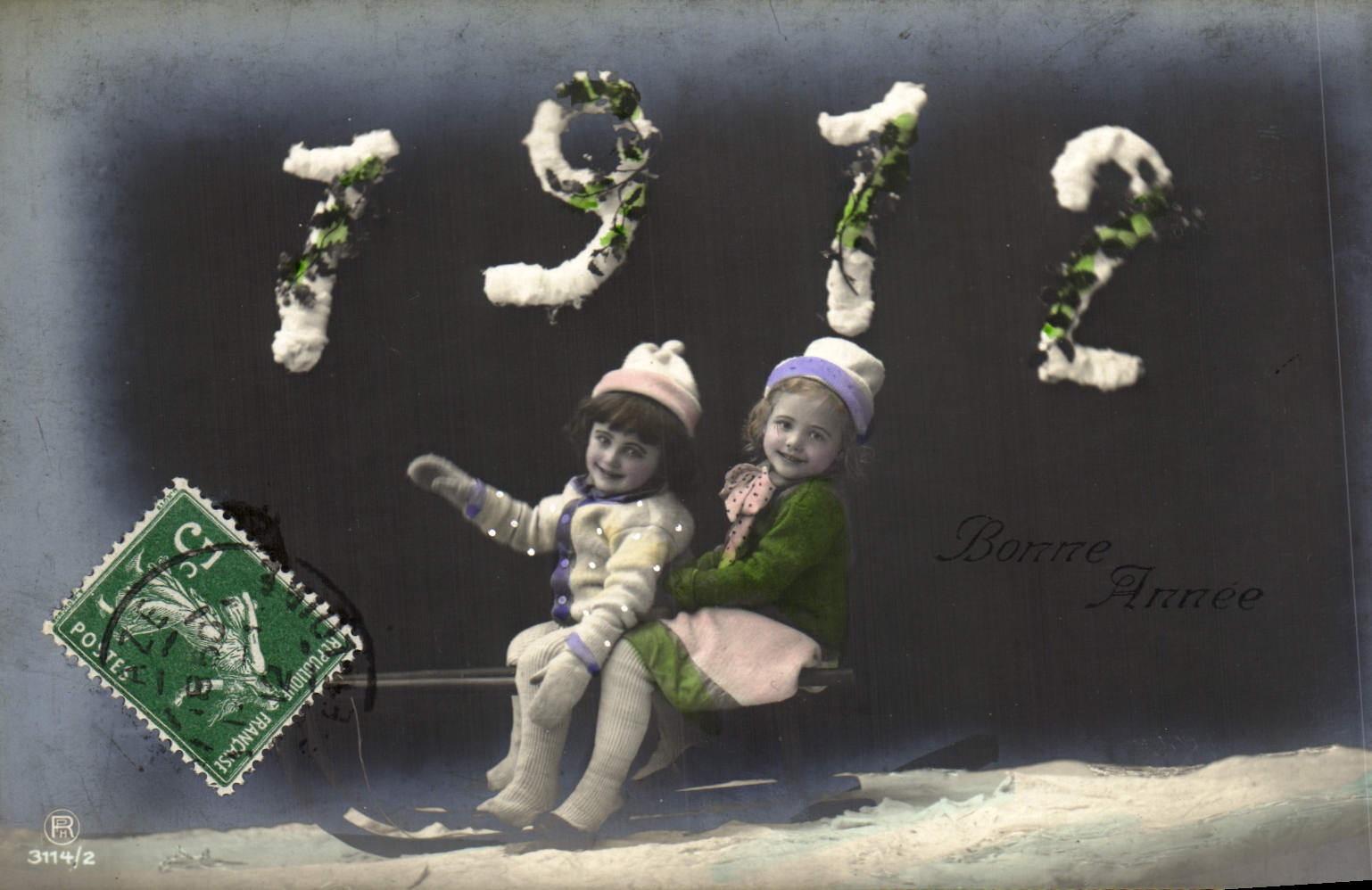 CPA Fantaisie Enfants Annee 1912 Luge