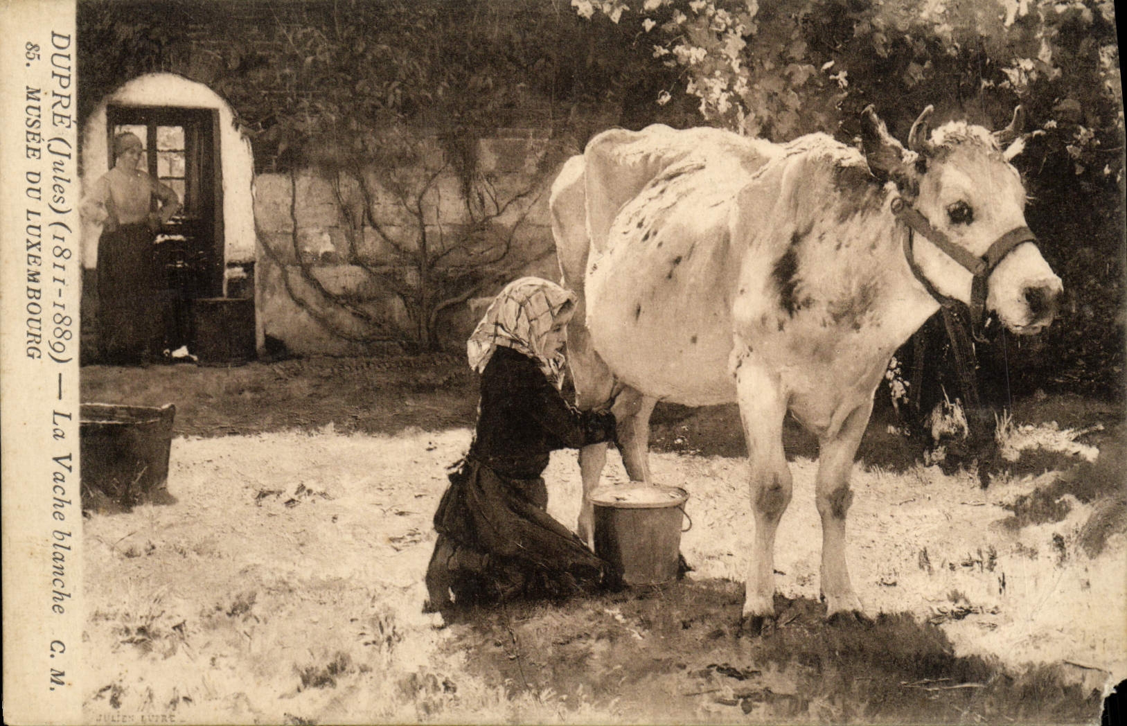 VINTAGE POSTCARD Fantasy Jules Dupre the white cow Museum of Luxembourg