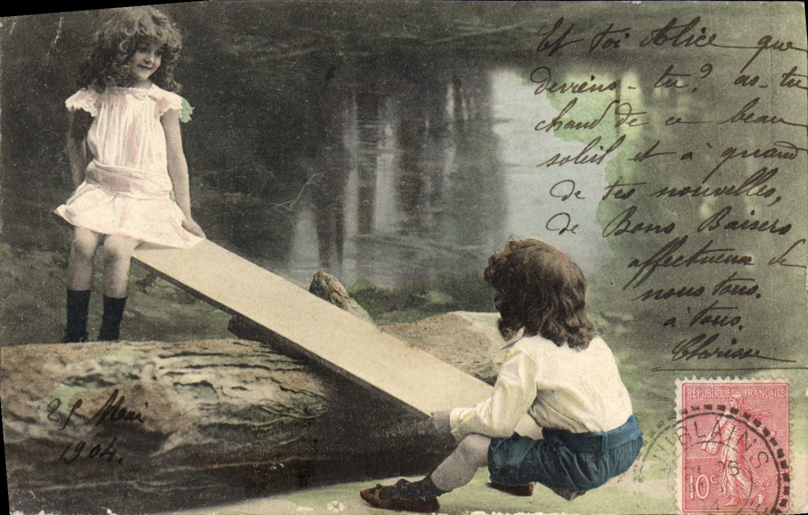 CPA Fantaisie enfants Balancoire