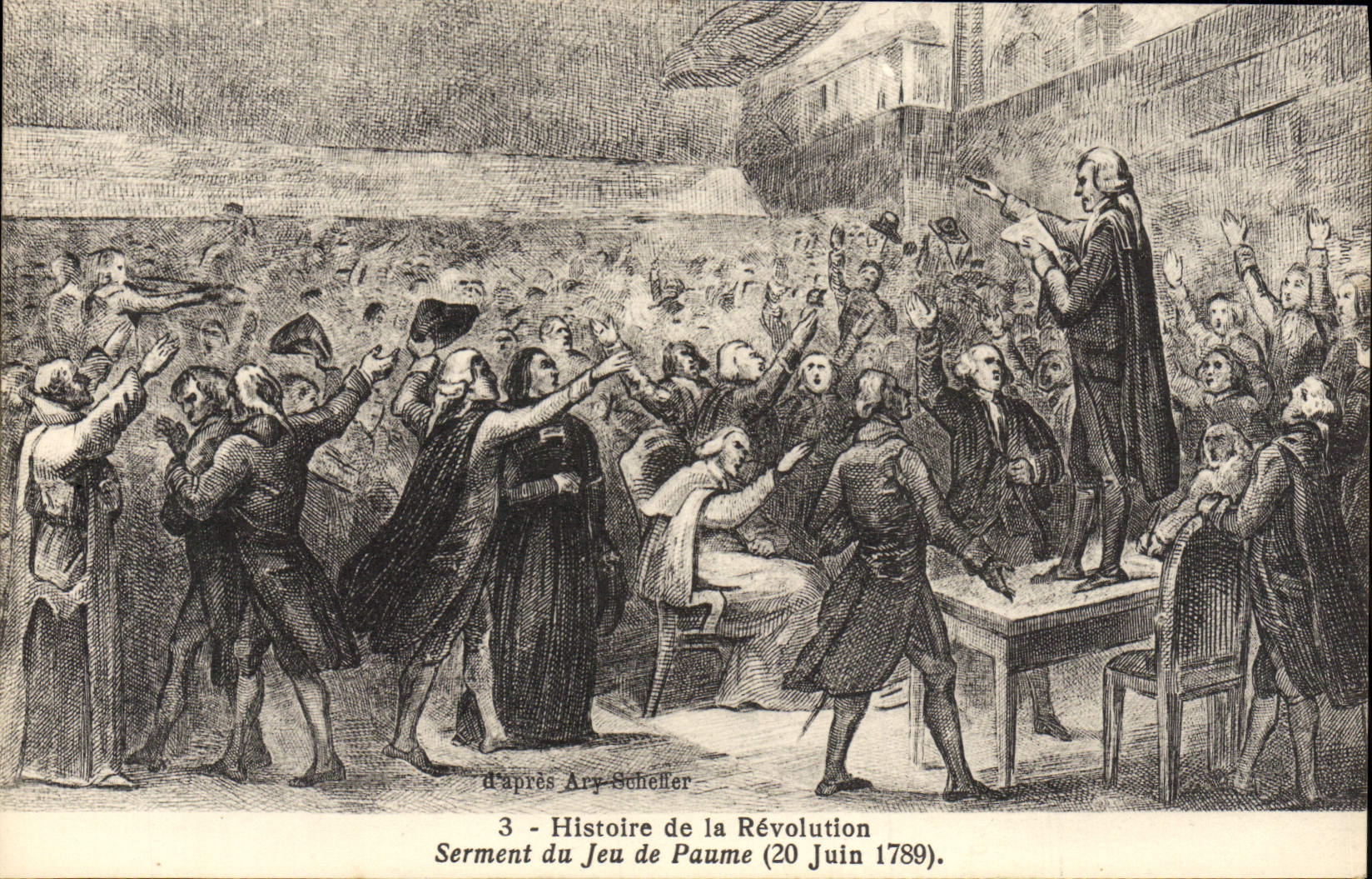 VINTAGE POSTCARD History of the revolution Oath of the play of palm June 20th, 1789