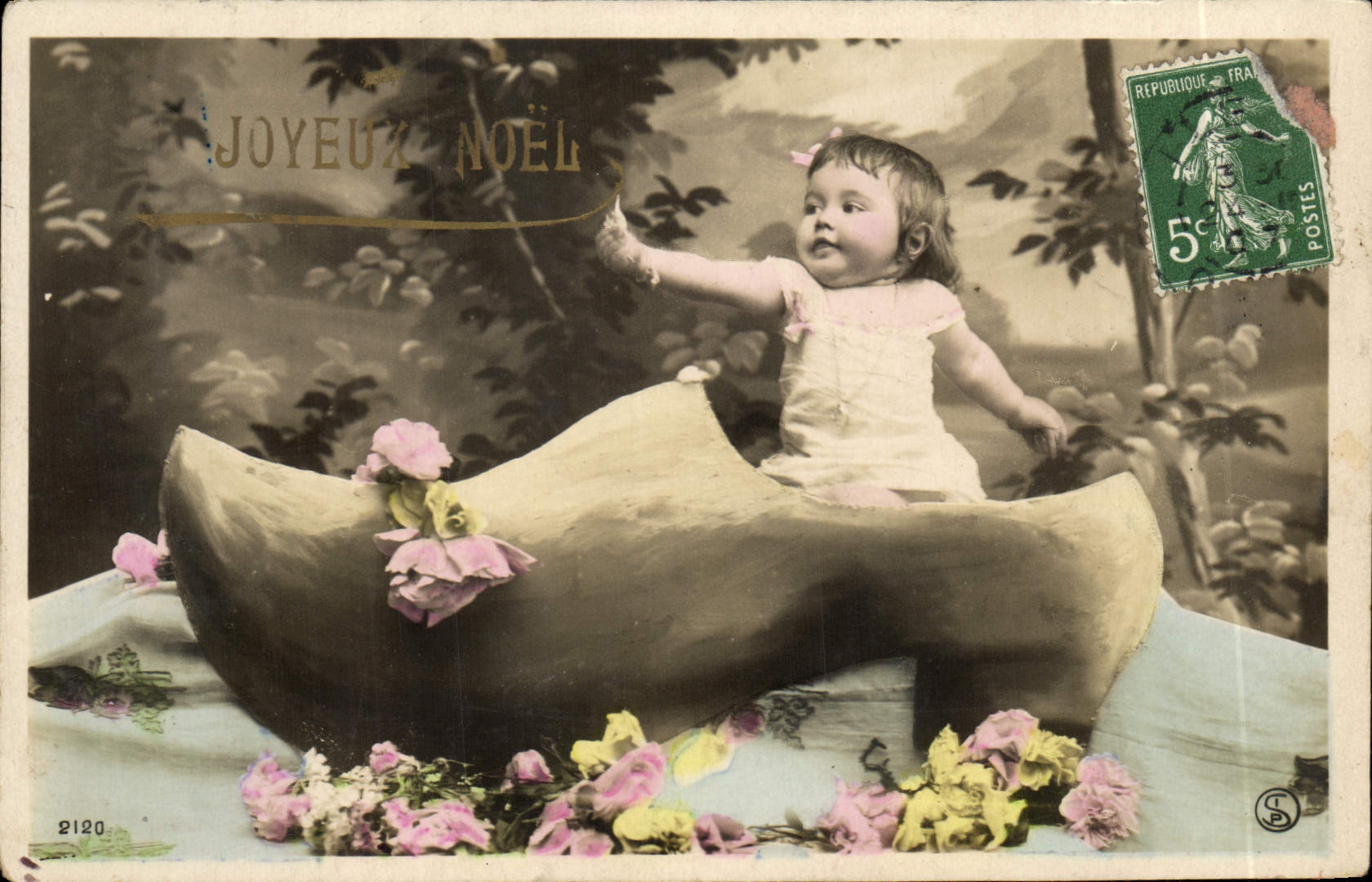 CPA Fantaisie Enfant Sabot Noel 