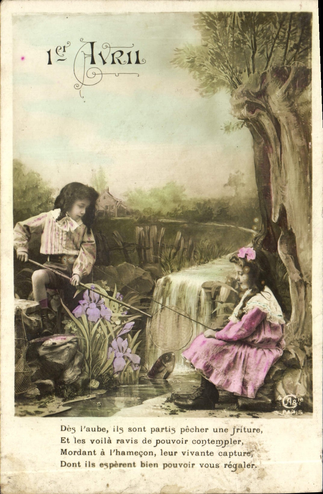 CPA Fantaisie Enfants 1er avril Peche 