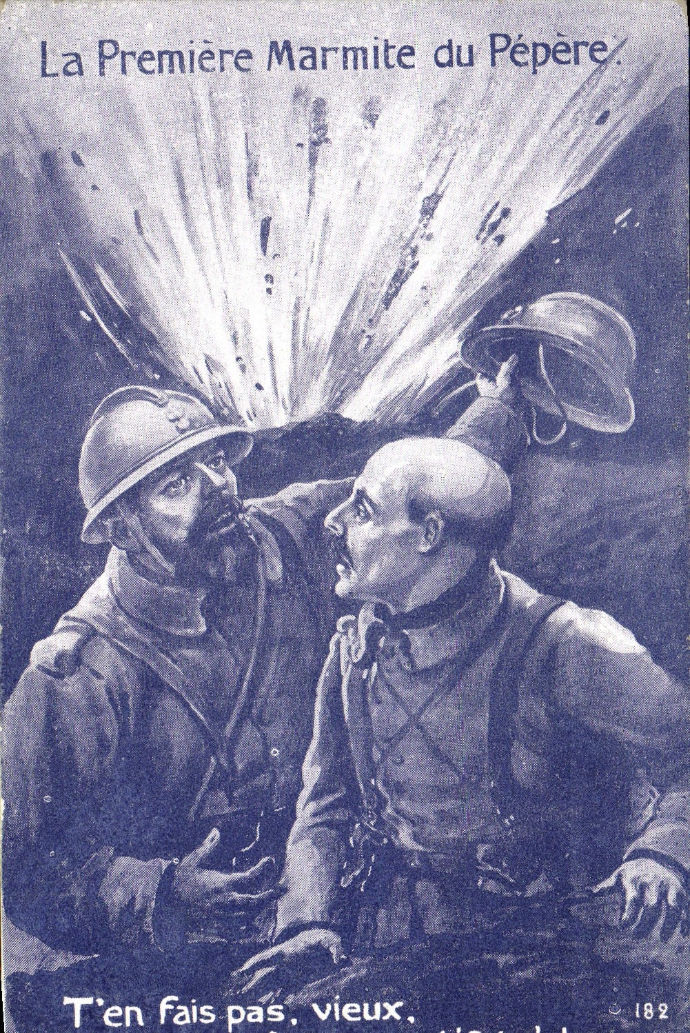 VINTAGE POSTCARD the First Pot of Pepere Militaria