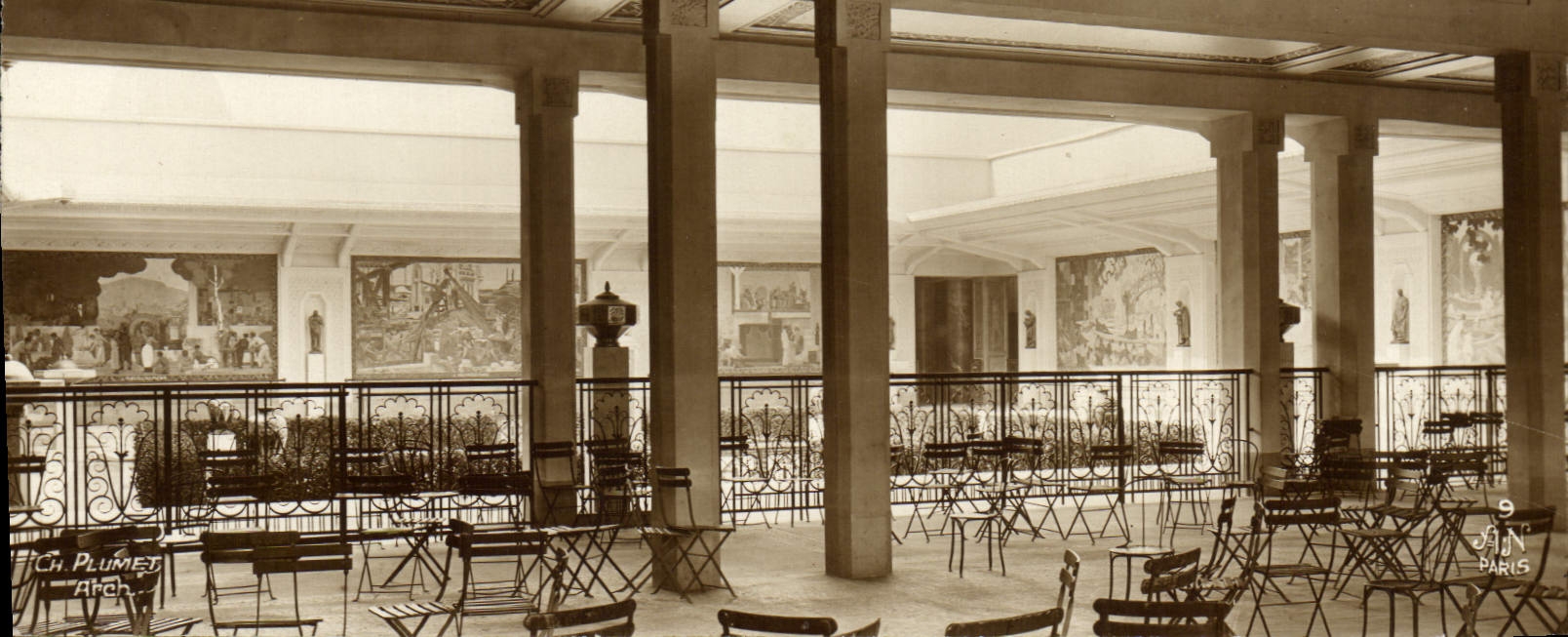 Feria de París de la POSTAL de la VENDIMIA de la corte decorativa de los artes de los comercios