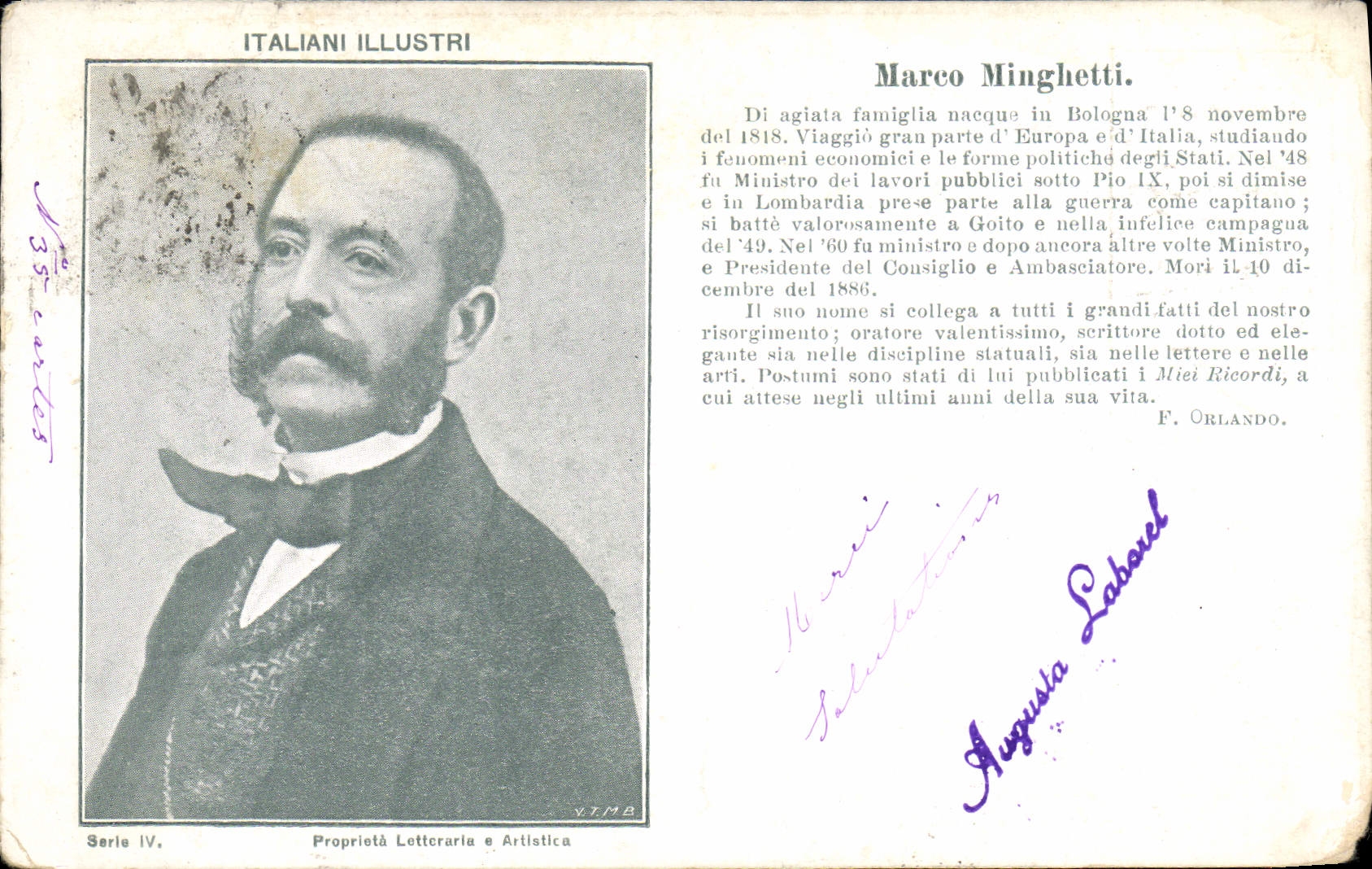 CPA Italiani Illustri Marco Minghetti