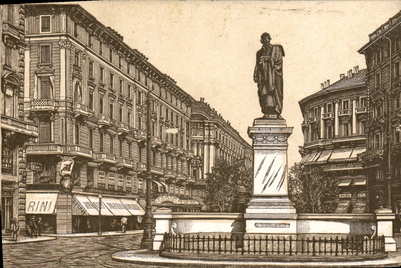 VINTAGE POSTCARD Milano Via Dante Monumento has Parini