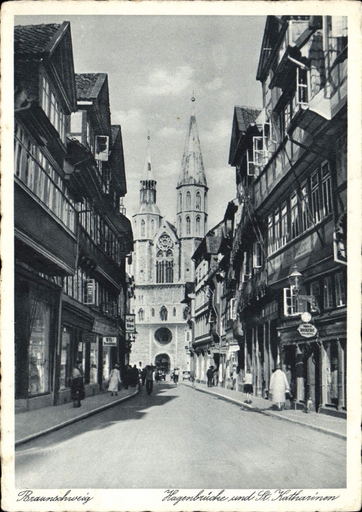 VINTAGE POSTCARD Brauschweig Hagenbrucke Und St Katharimen