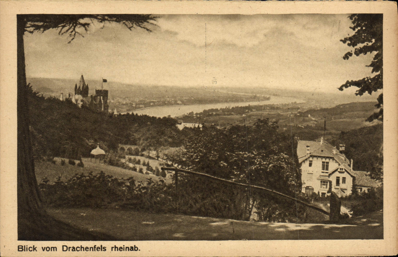 VINTAGE POSTCARD Blick Vom Drachenfels Rheinab