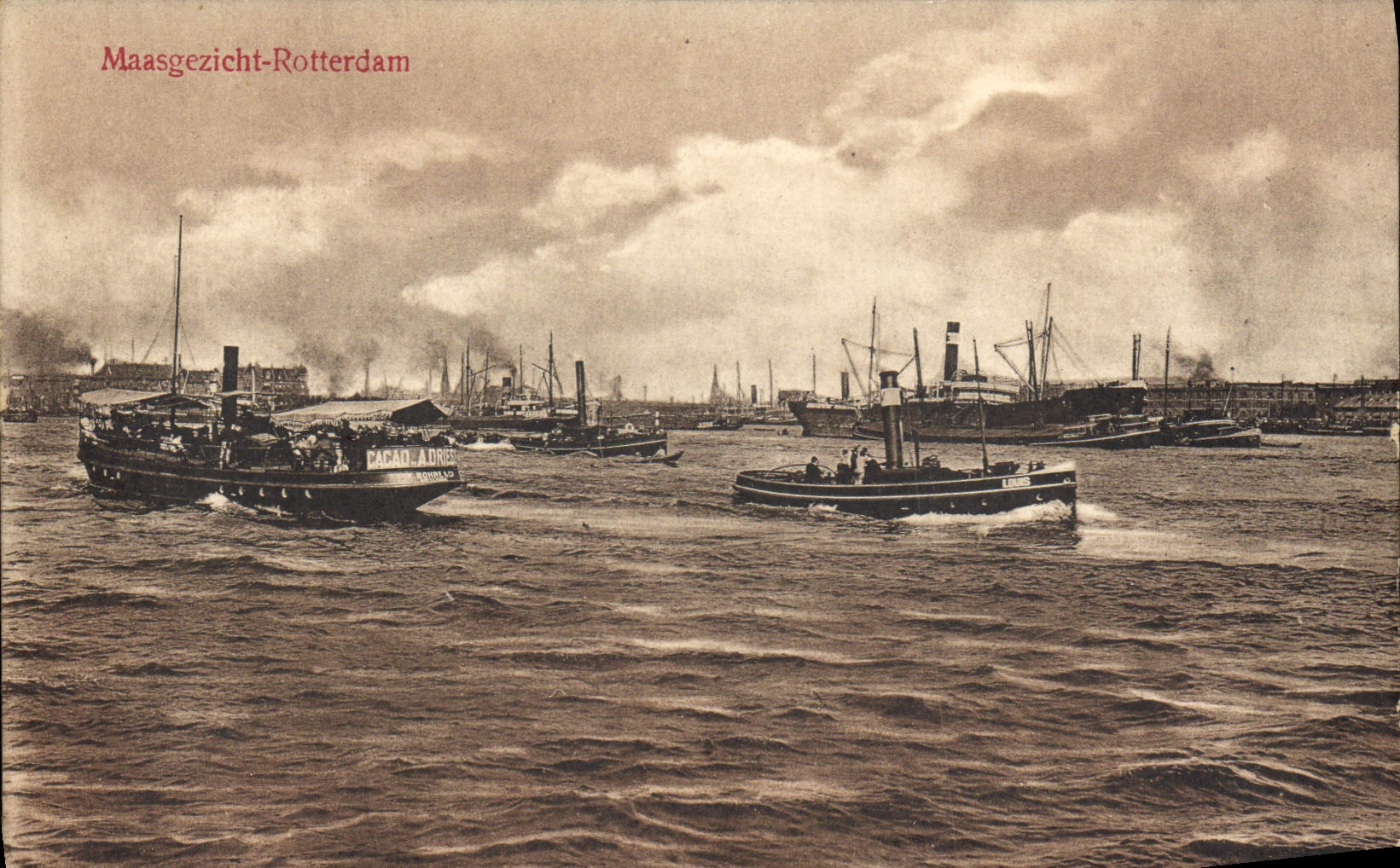 VINTAGE POSTCARD Maasgezicht Rotterdam Boats