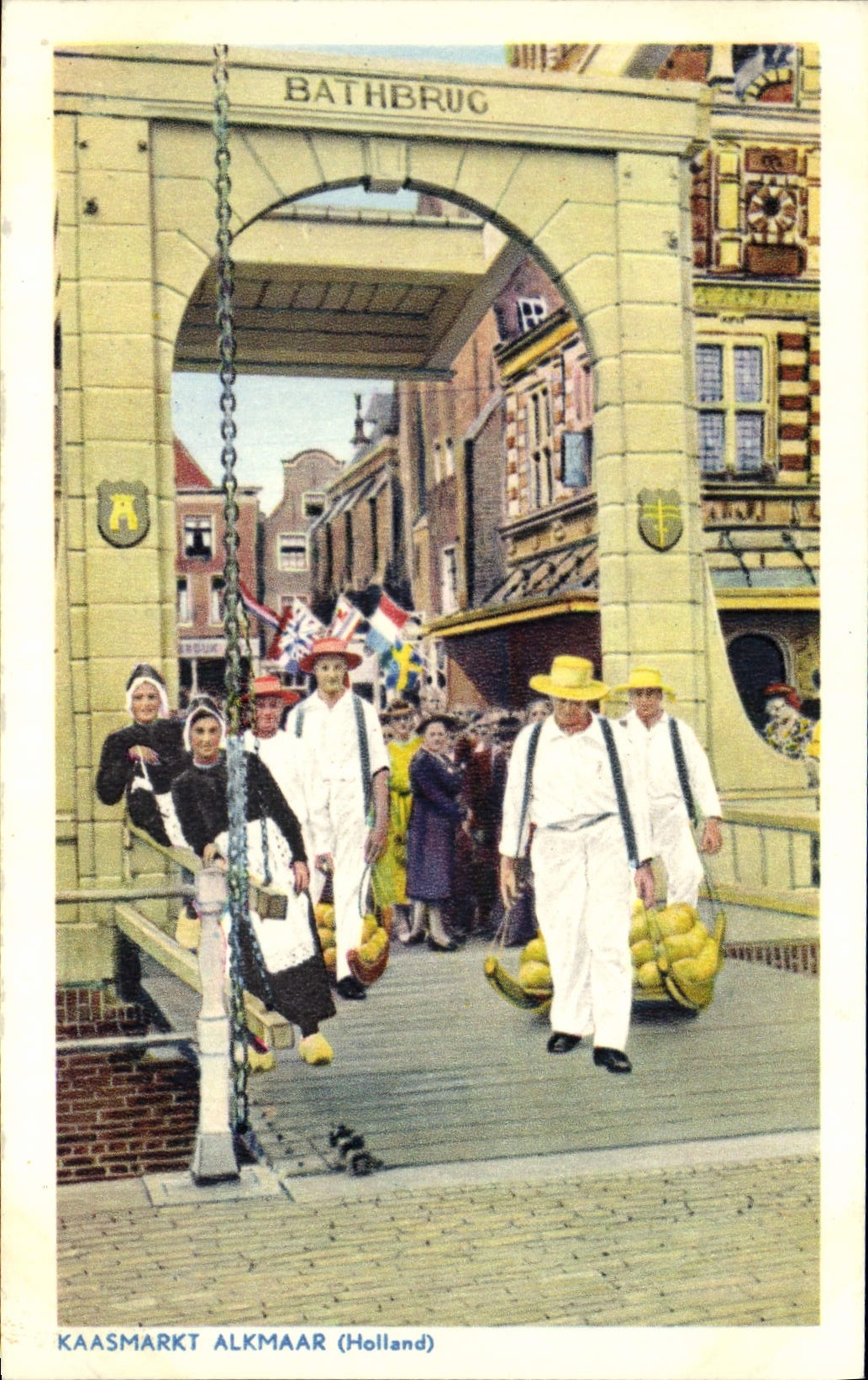 VINTAGE POSTCARD Kaasmarkt Alkmaar Folklore