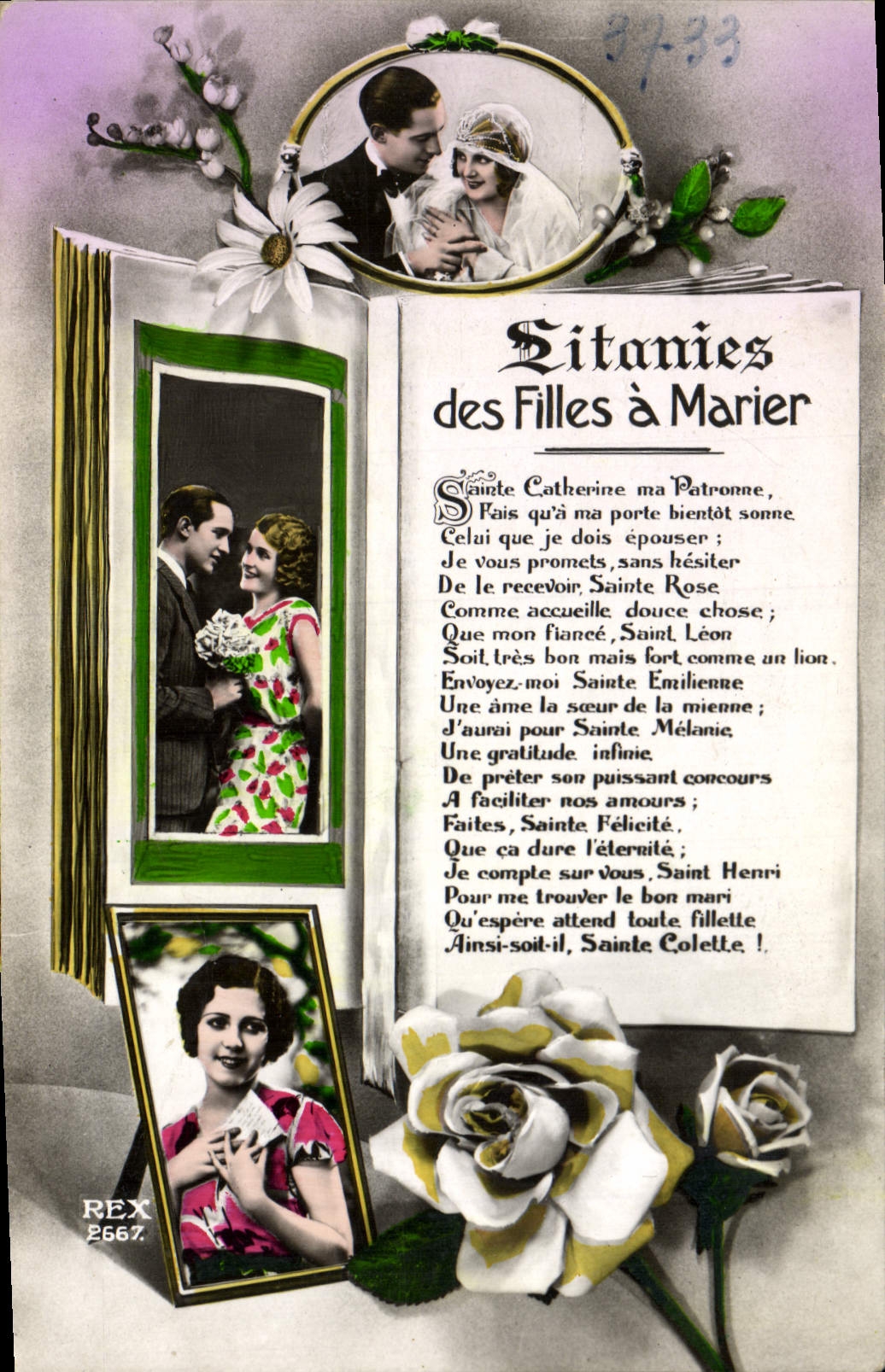 VINTAGE POSTCARD Litanies Of the Girls has Marier Woman