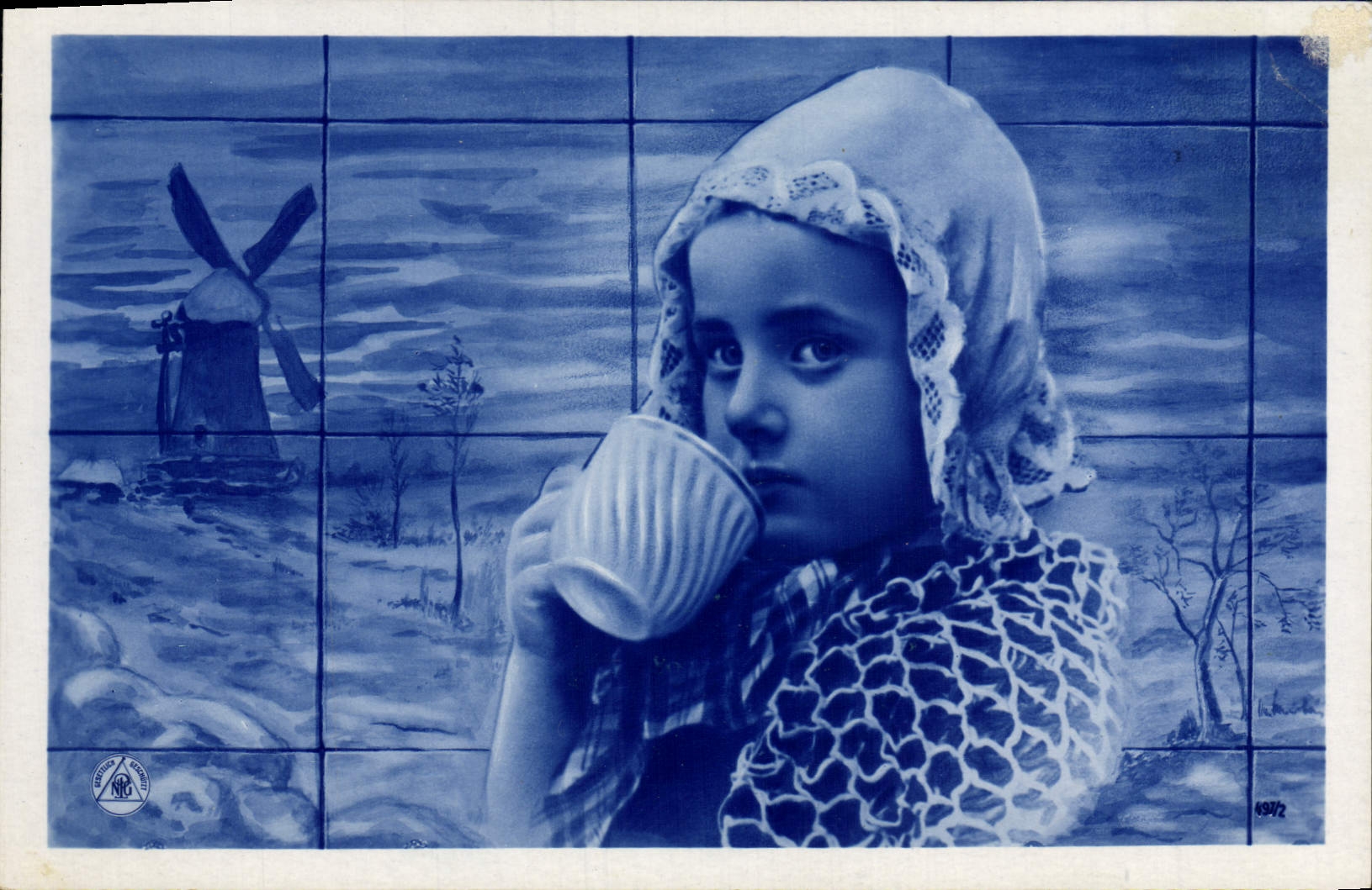 CPA Fantaisie Enfant Moulin a vent