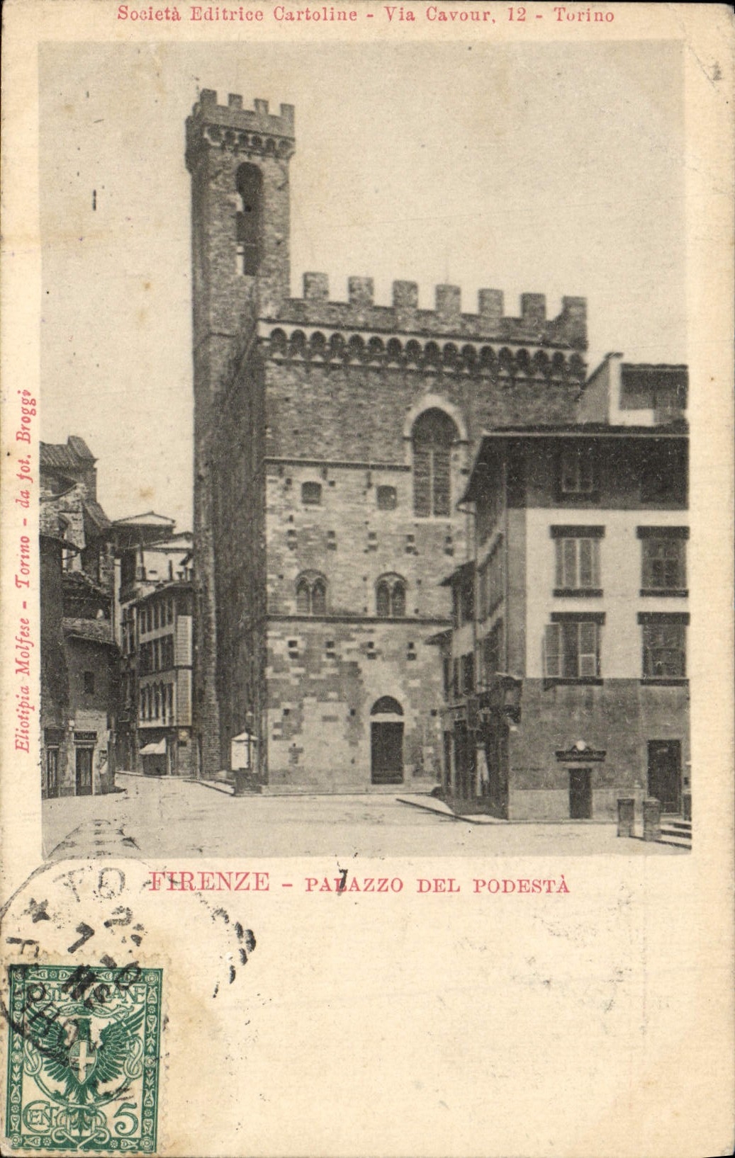 Palazzo del Podesta de Firenze de la POSTAL de la VENDIMIA