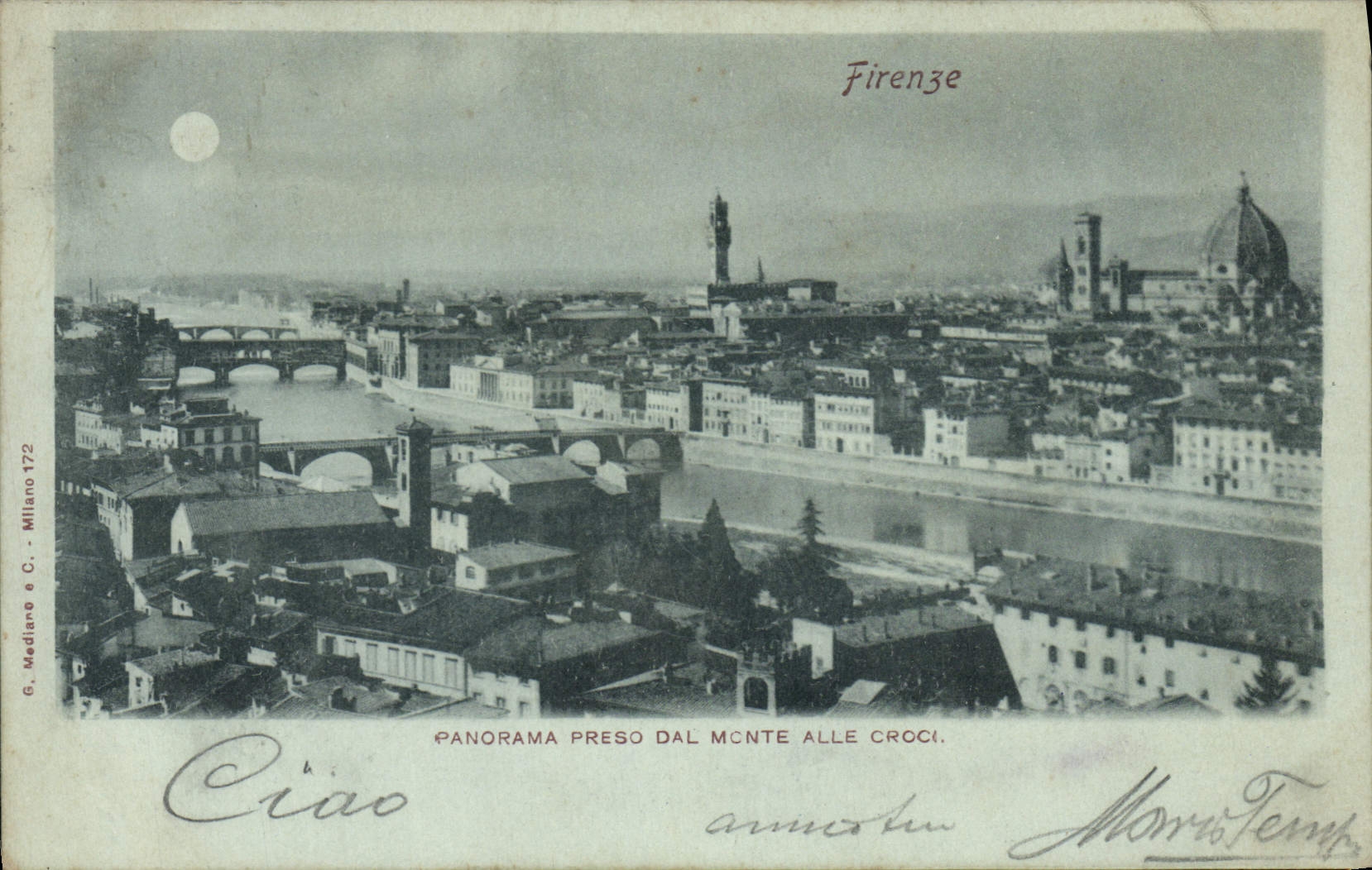 El preso dal del panorama de Firenze de la POSTAL de la VENDIMIA monta la cerveza inglesa de Croce