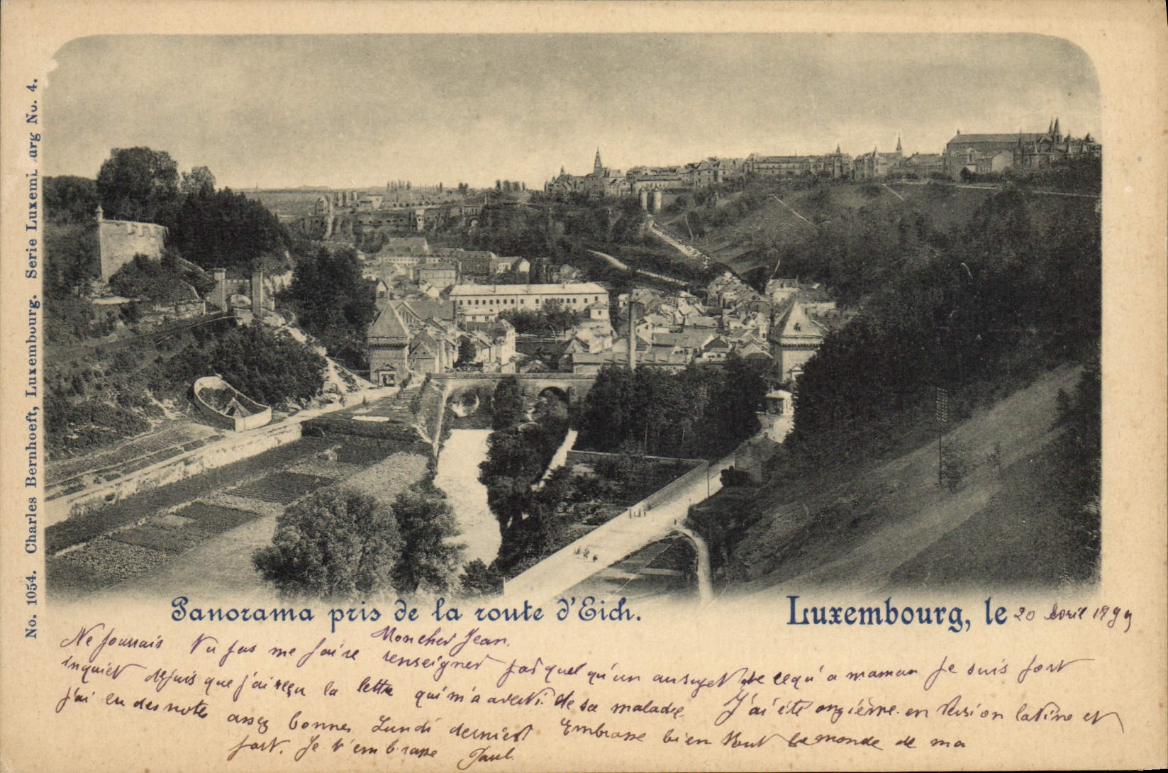 VINTAGE POSTCARD Luxembourg Panorama Taken of the Road of Eich