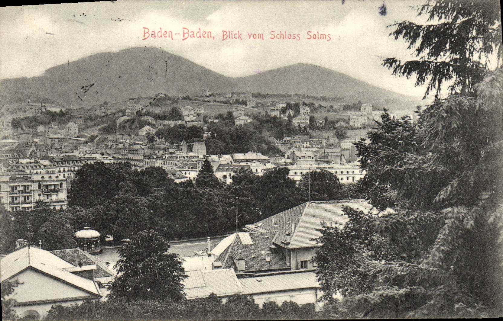 Vom Schloss Solms de Baden Baden Blick de la POSTAL de la VENDIMIA