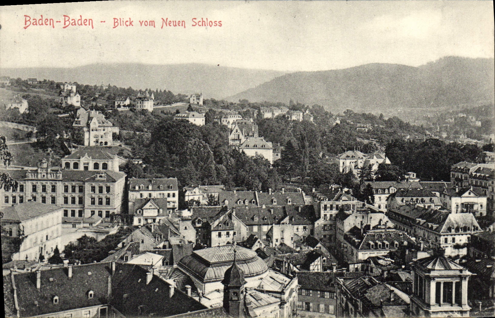 VINTAGE POSTCARD Baden Baden Blick Vom Neuen Schloss