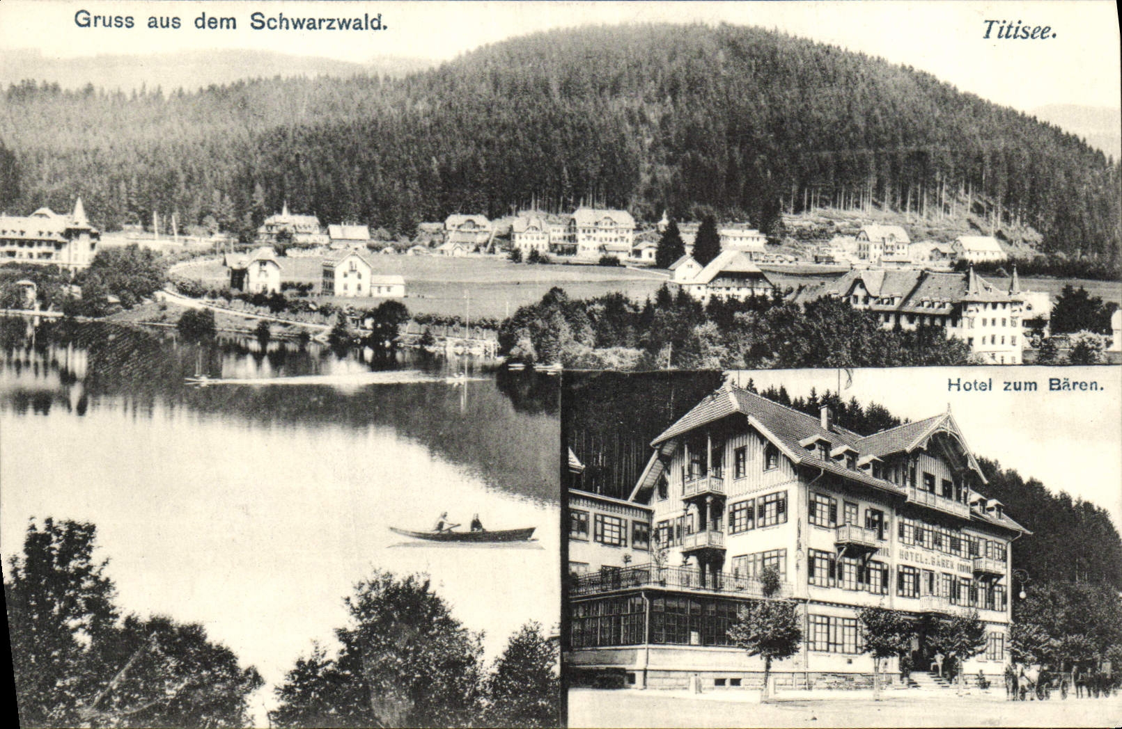 VINTAGE POSTCARD Titisee Gruss Aus Dem Schwarzwald Hotel zum Baren