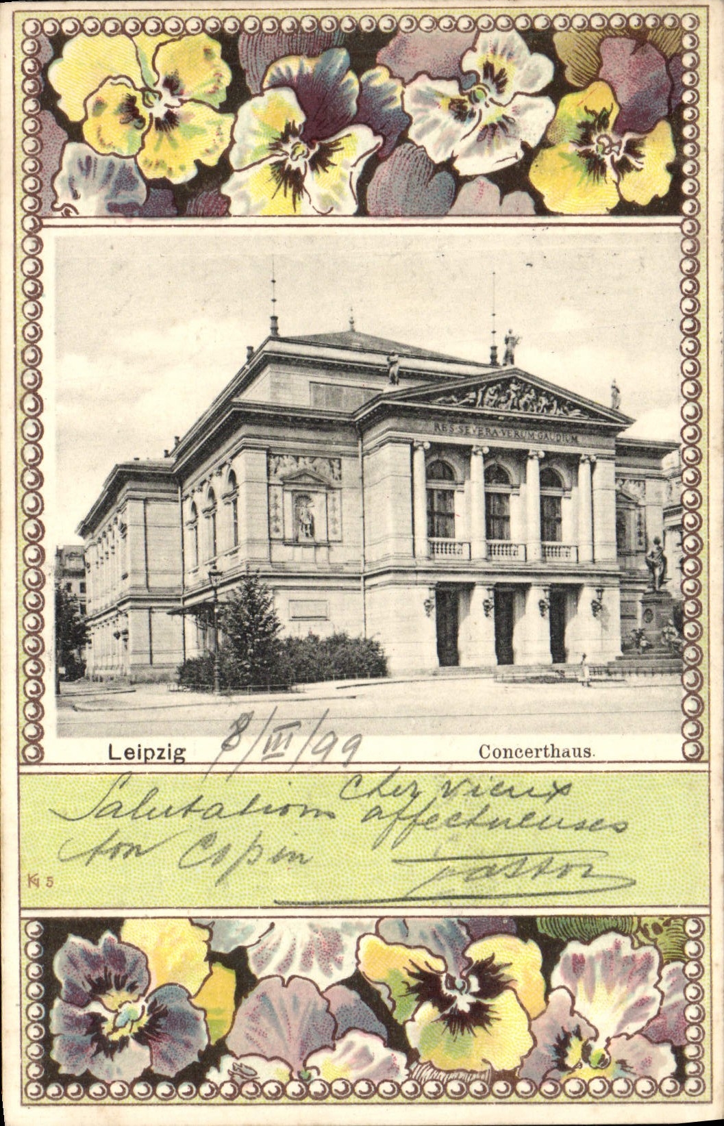 VINTAGE POSTCARD Leipzig Concerthall
