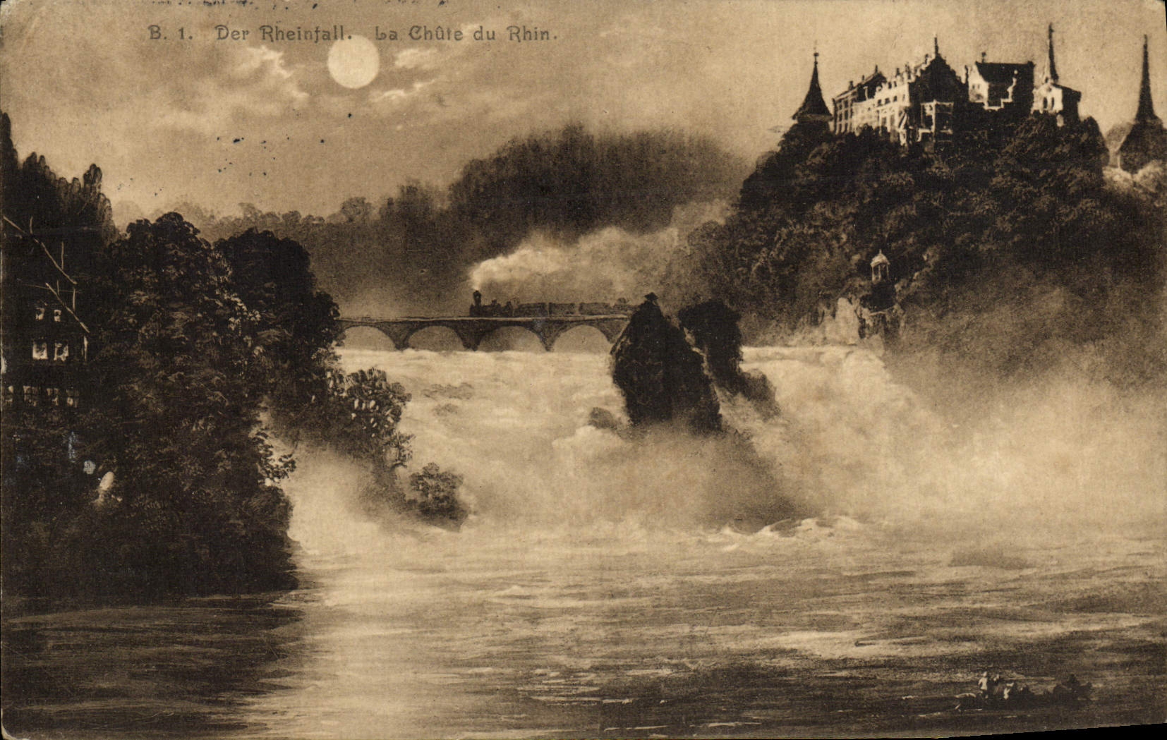 CPA Der Rheinfall La chute du Rhin Train