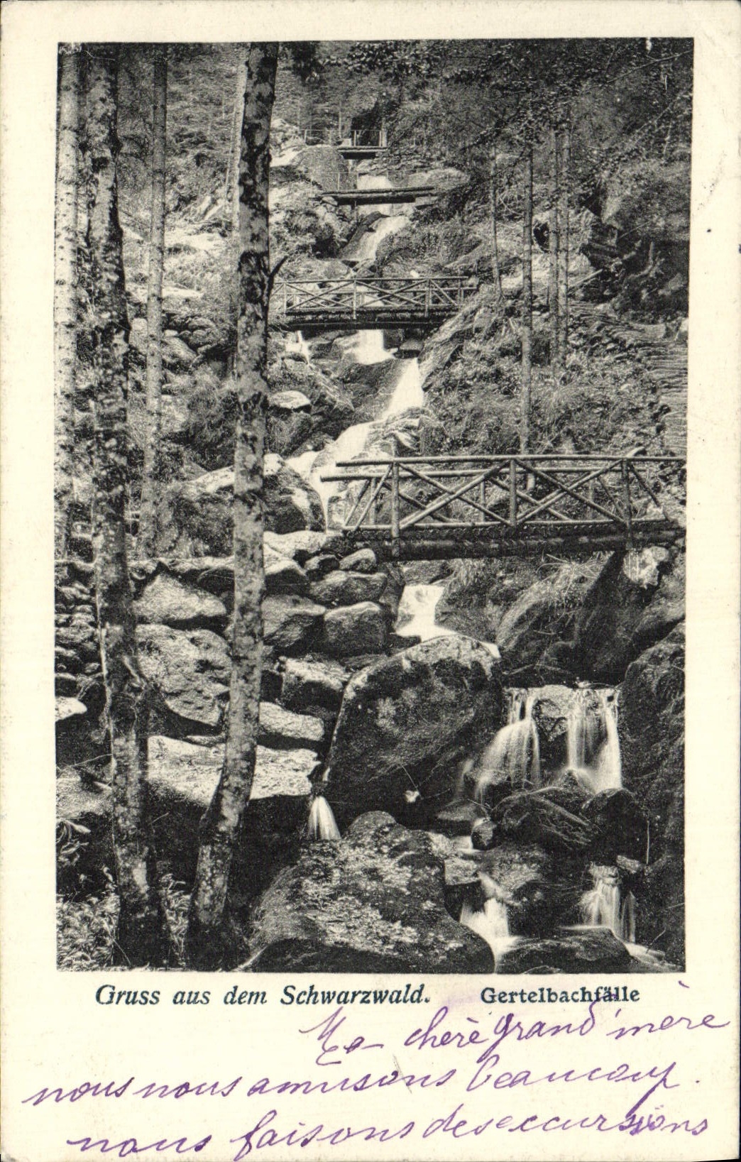 VINTAGE POSTCARD Gruss Aus Dem Schwarzwald Gertellbachfalle