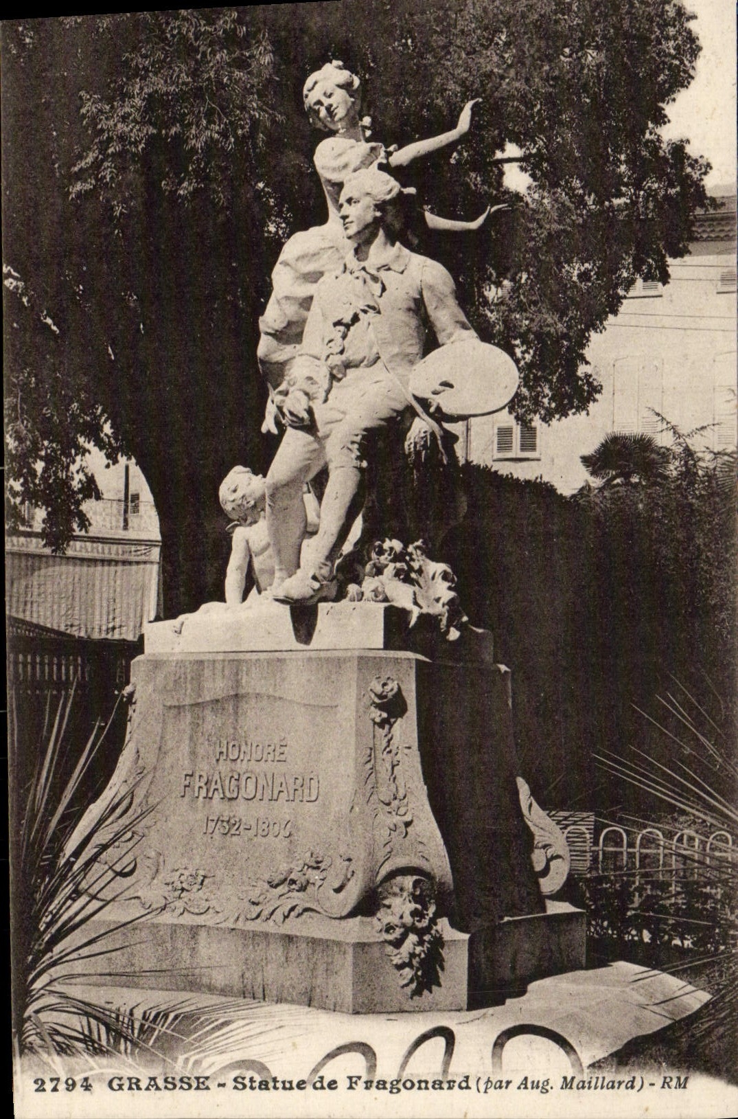 POSTAL de la VENDIMIA grasa estatua de Fragonard