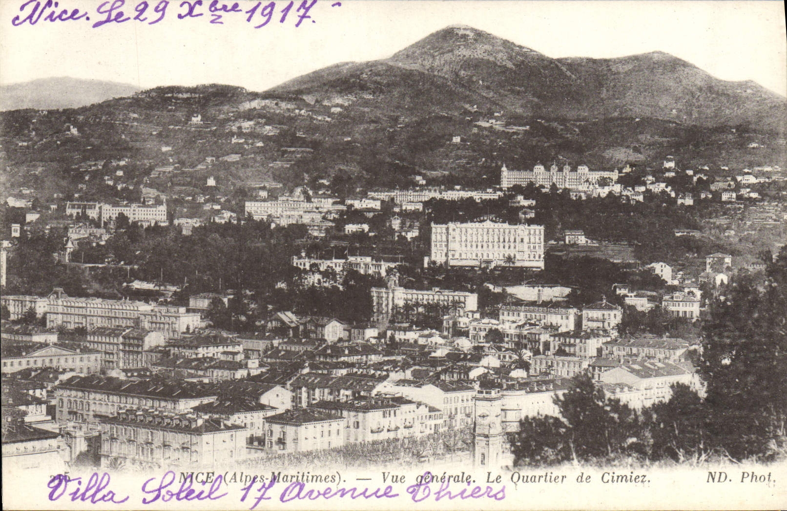 CPA Nice Vue generale Le Quartier de Cimiez