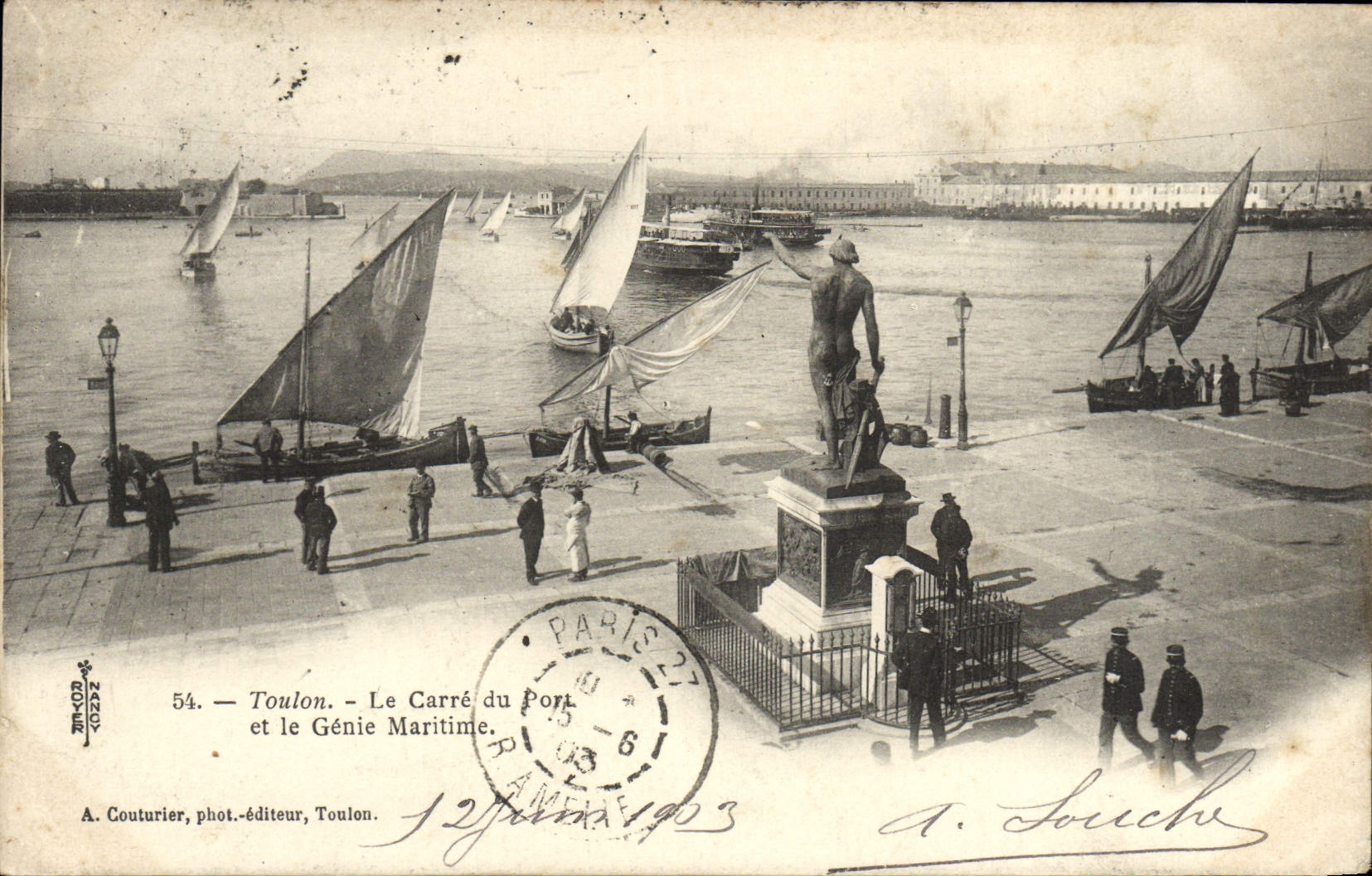 CPA Toulon Le Carre du Port et le genie maritime Bateaux