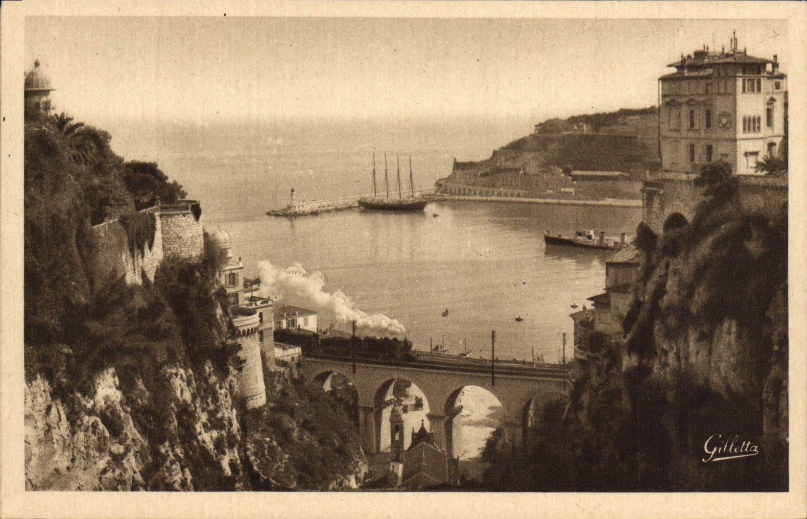 VINTAGE POSTCARD Monaco Ravine Sainte Excessively pious woman Train