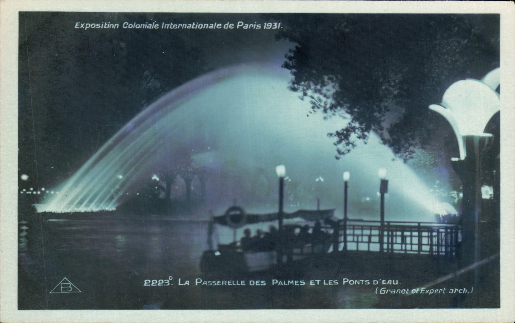VINTAGE POSTCARD Exposiition Colonial International of Paris 1931 La footbridge of the palms and the water points