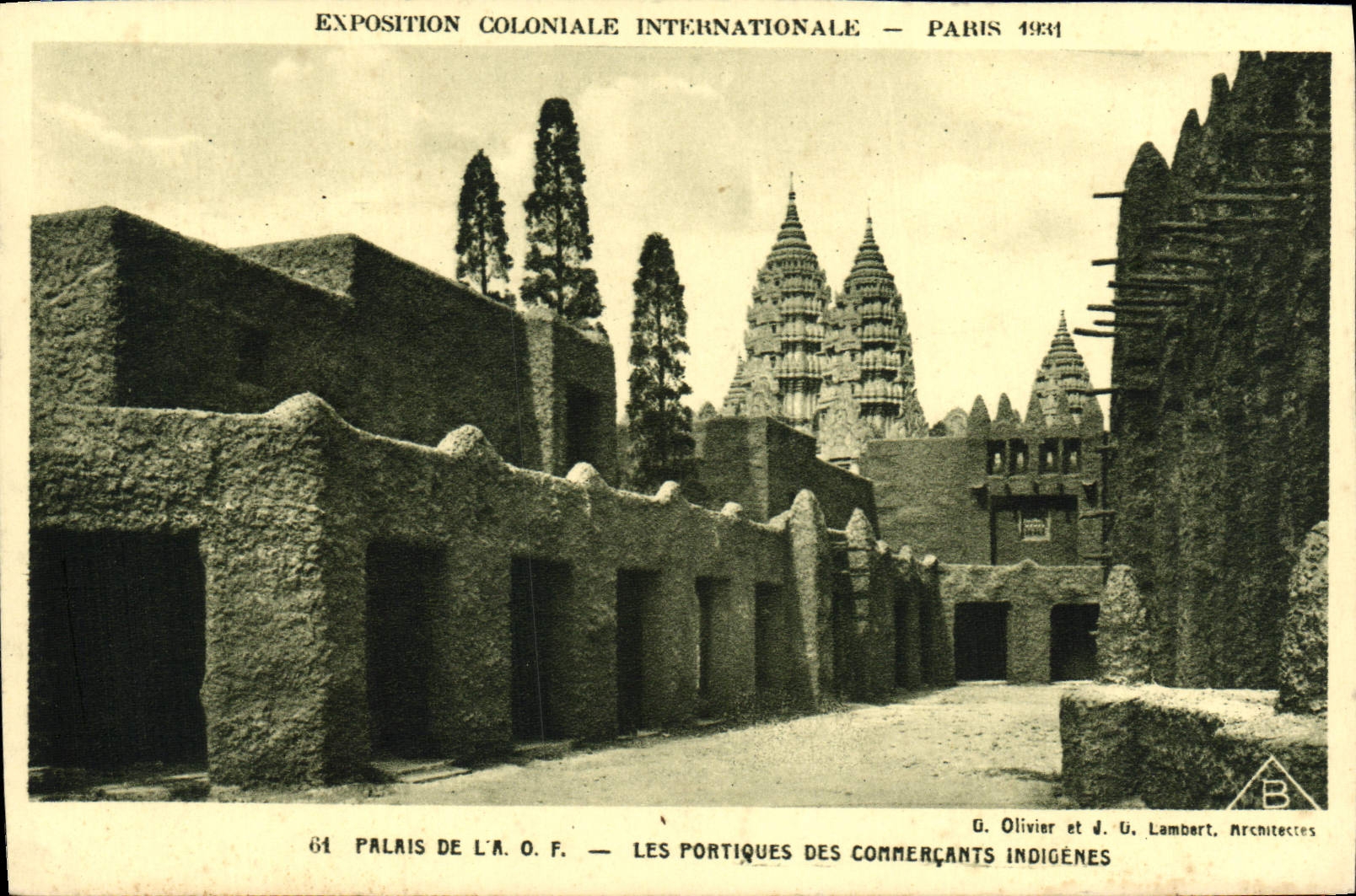 VINTAGE POSTCARD Fair Colonial International Of Paris 1931 Palates of the AOF gantries of the indigenous tradesmen