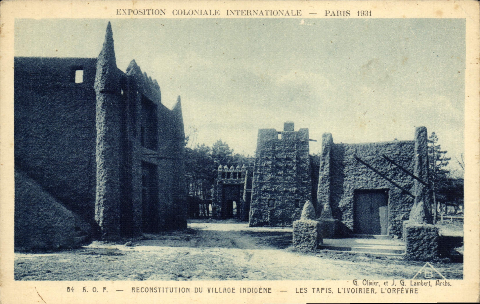 VINTAGE POSTCARD Fair Colonial International Paris 1931 AOF indigenous Village