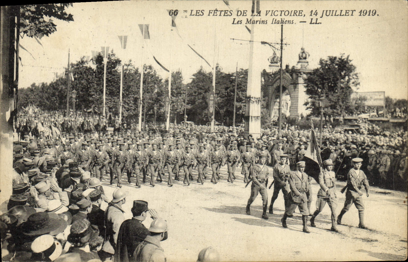 VINTAGE POSTCARD Festivals Of the Victoire July 14th, 1919 Italian Sailors