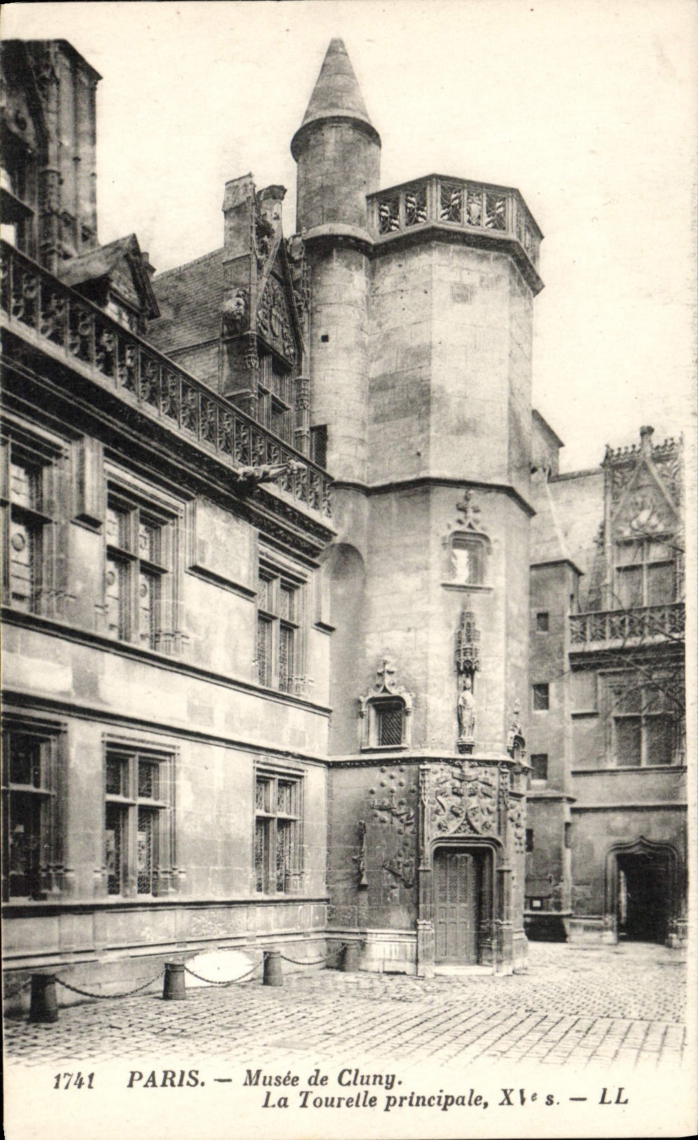 Museo de París de la POSTAL de la VENDIMIA de Cluny la torrecilla principal