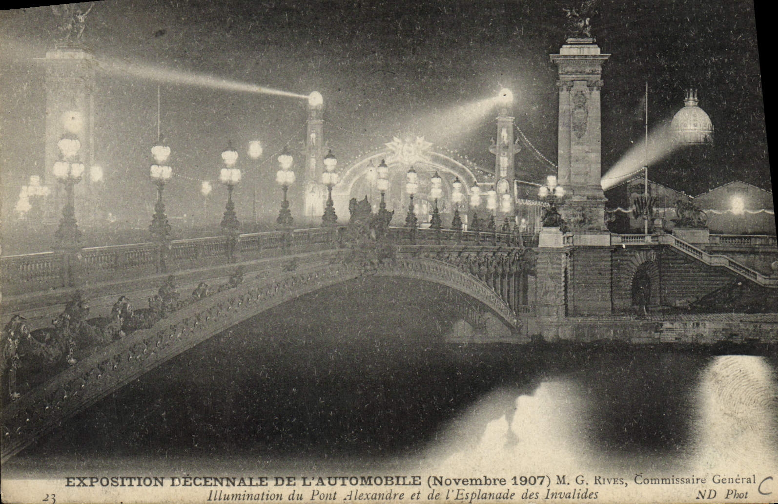 CPA Exposition Decennale De l'Automobile General Illumination Du Pont Alexandre Et De l'Esplanade Des Invalides