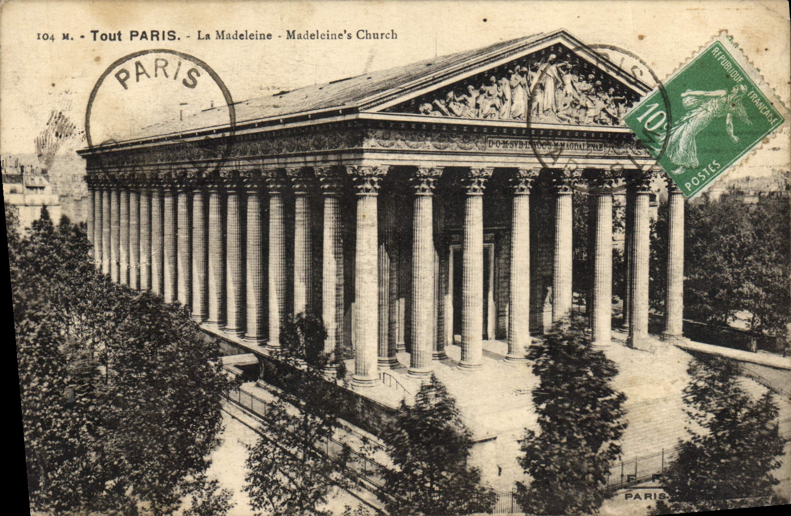 VINTAGE POSTCARD Any Paris the Madeleine