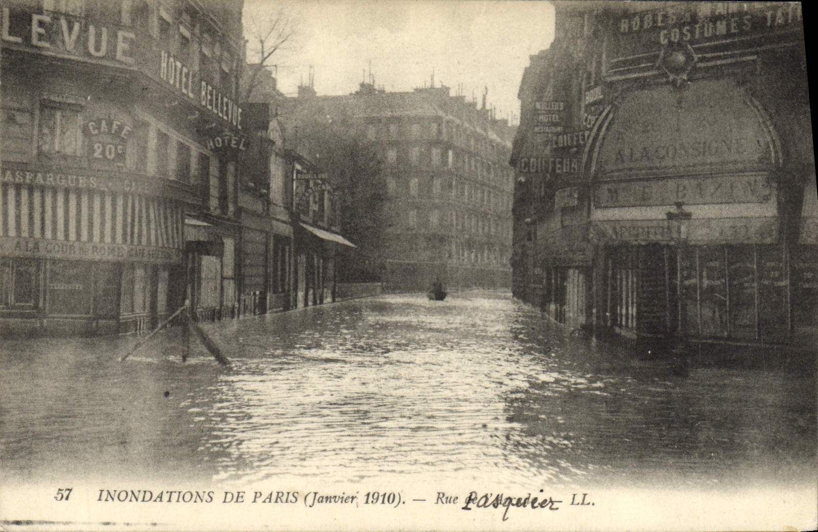 Inundaciones de la POSTAL de la VENDIMIA de la calle Pasquier de París