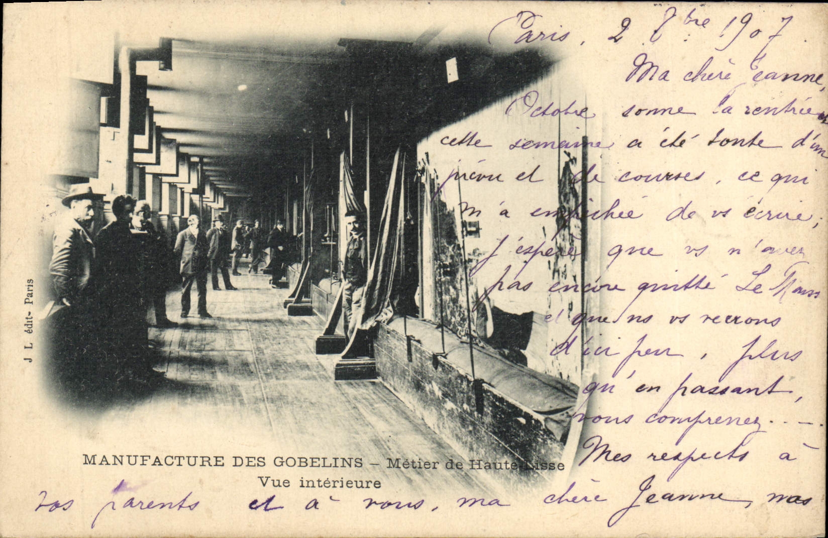 VINTAGE POSTCARD Manufacture Of the Goblins Trade Of High Stringer Seen interior Paris