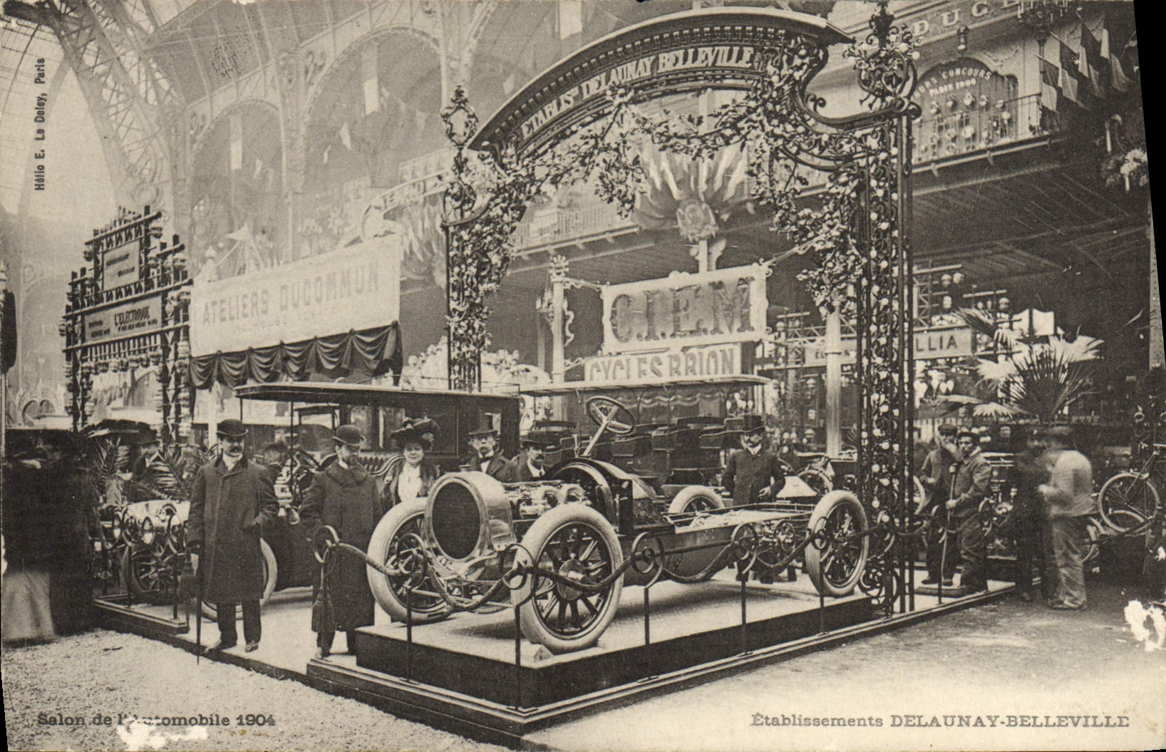 VINTAGE POSTCARD Establishment Delaunay Belleville Motor-show 1904