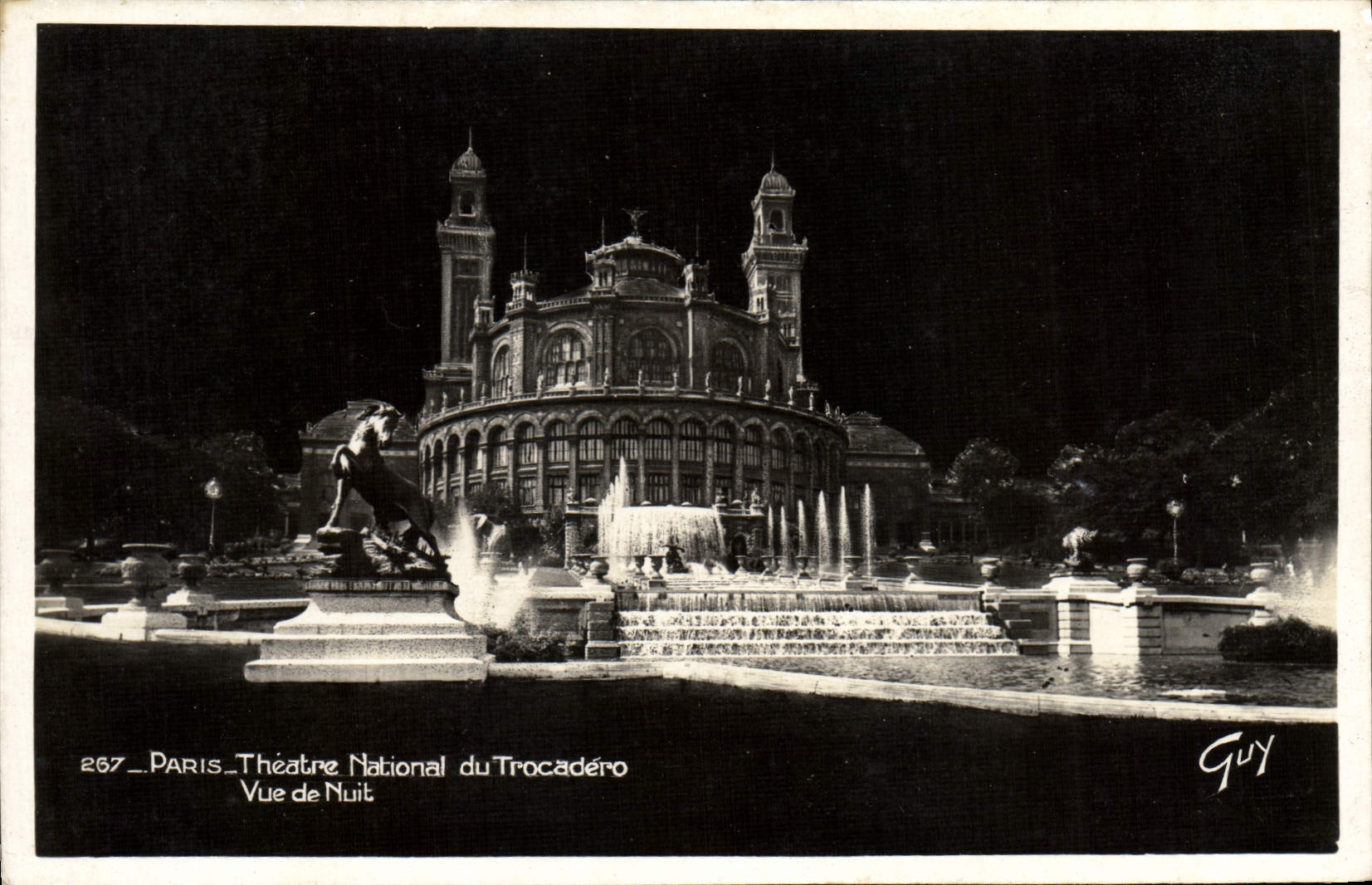 MODERN CARD Paris National theater Of Trocadero Seen Of Night