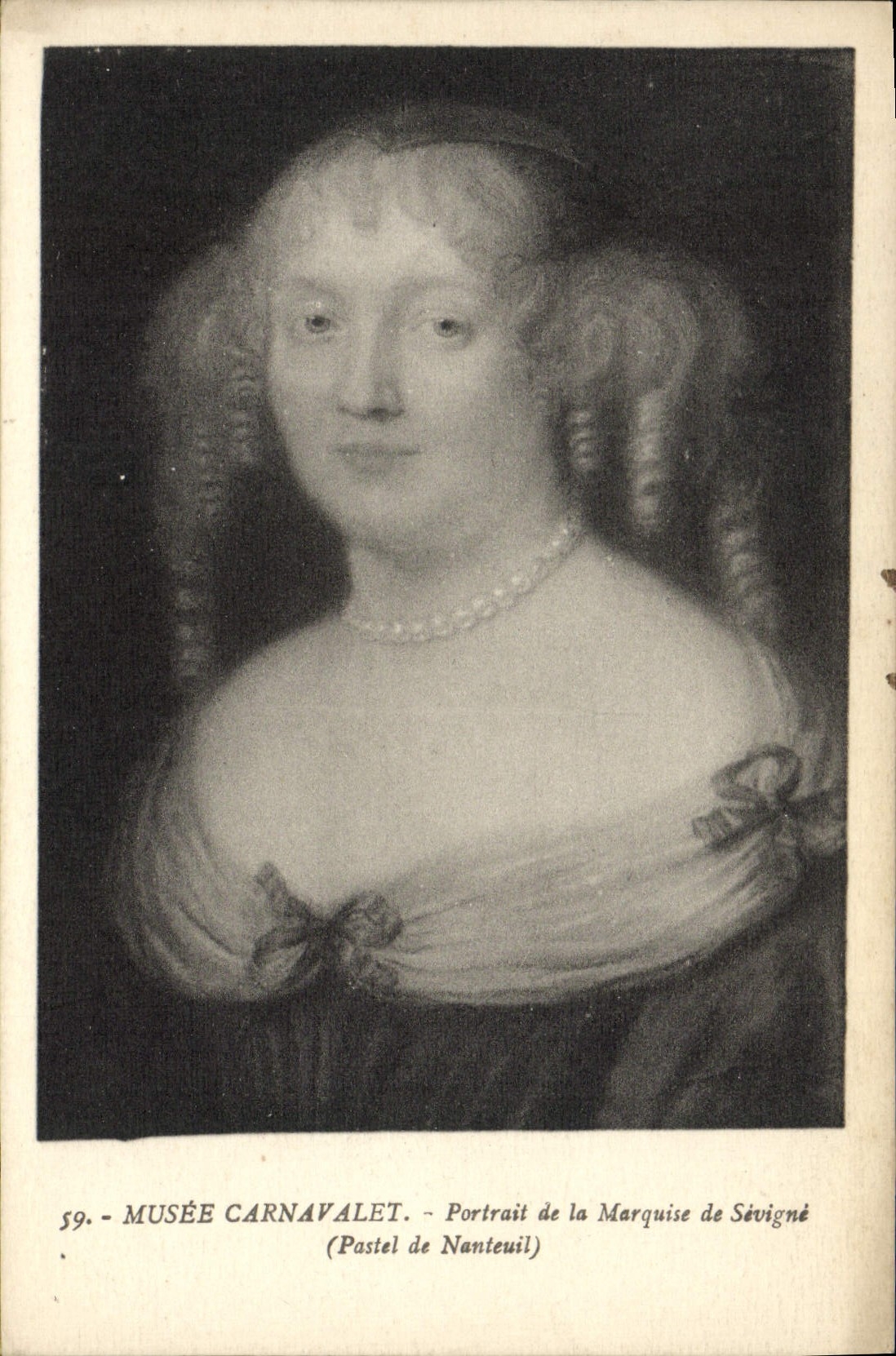 VINTAGE POSTCARD Museum Carnavalet Portrait Of the Marchioness De Sevigne Pastel of Nanteuil