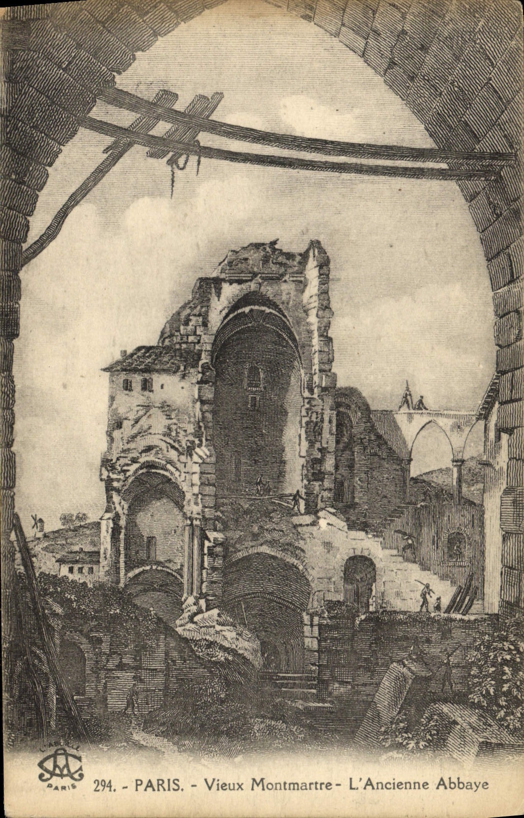 VINTAGE POSTCARD Paris Old Montmartre the Old Abbey