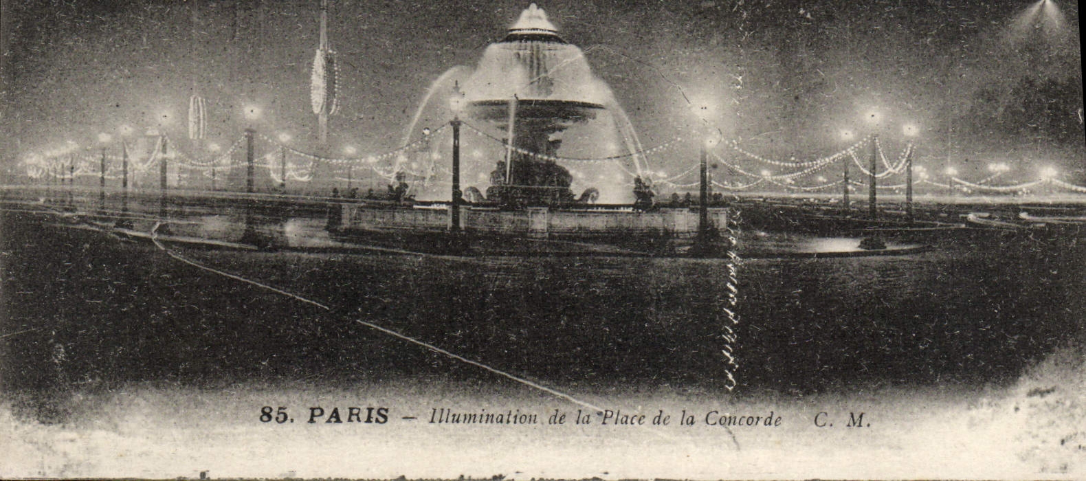 VINTAGE POSTCARD Paris Illumination Of the Place Of the Harmony