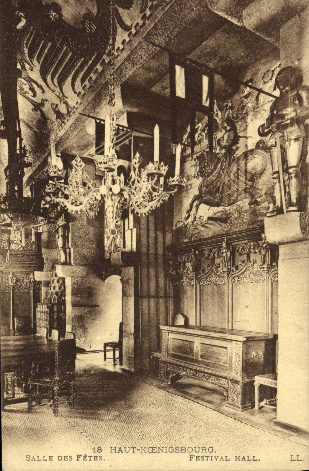 POSTAL alto Koenigsbourg Sallee de la VENDIMIA de los festivales