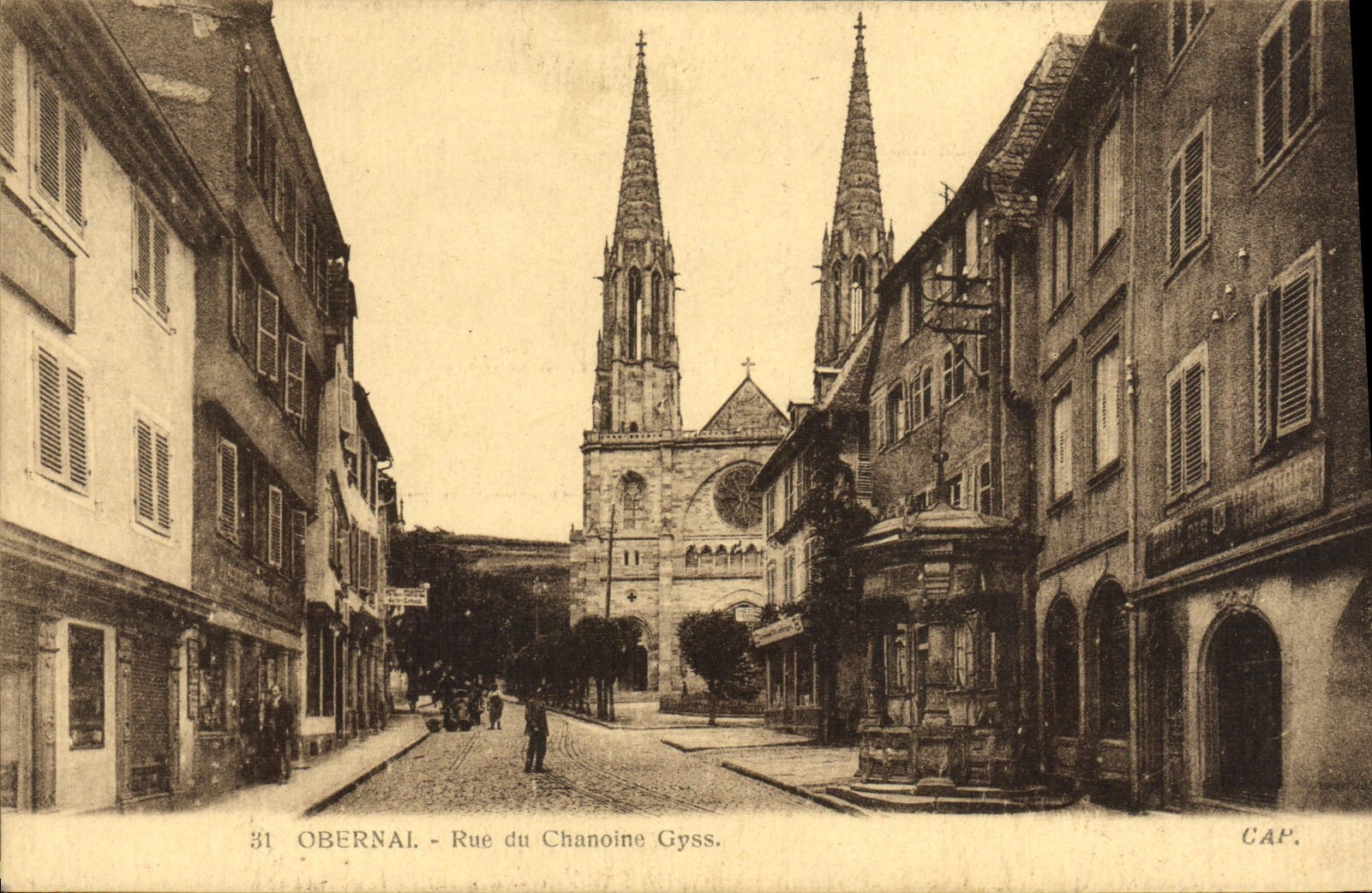 VINTAGE POSTCARD Obernai Street Of the Gyss Canon