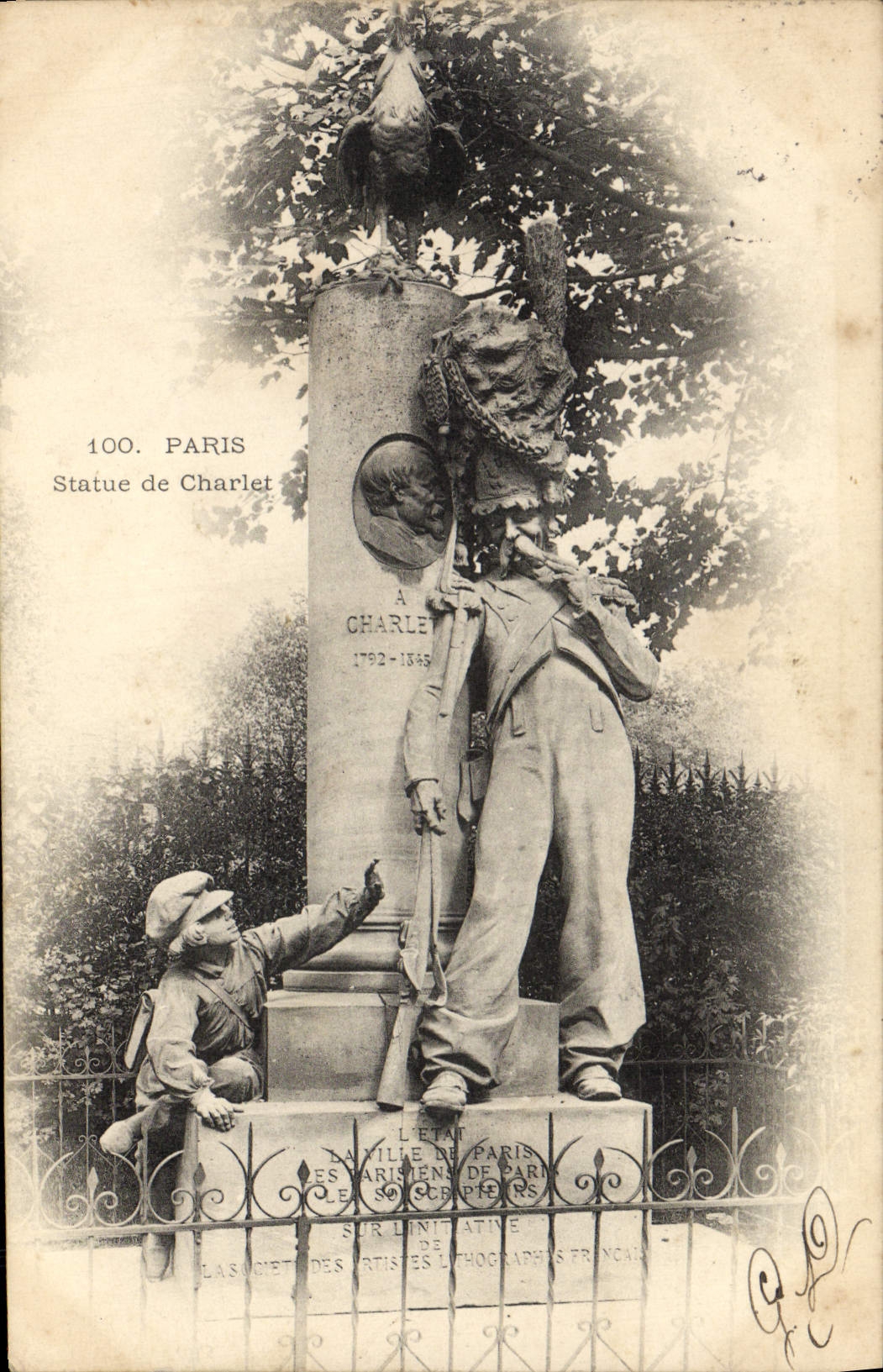 CPA Paris Statue De Charlet Coq Militaria