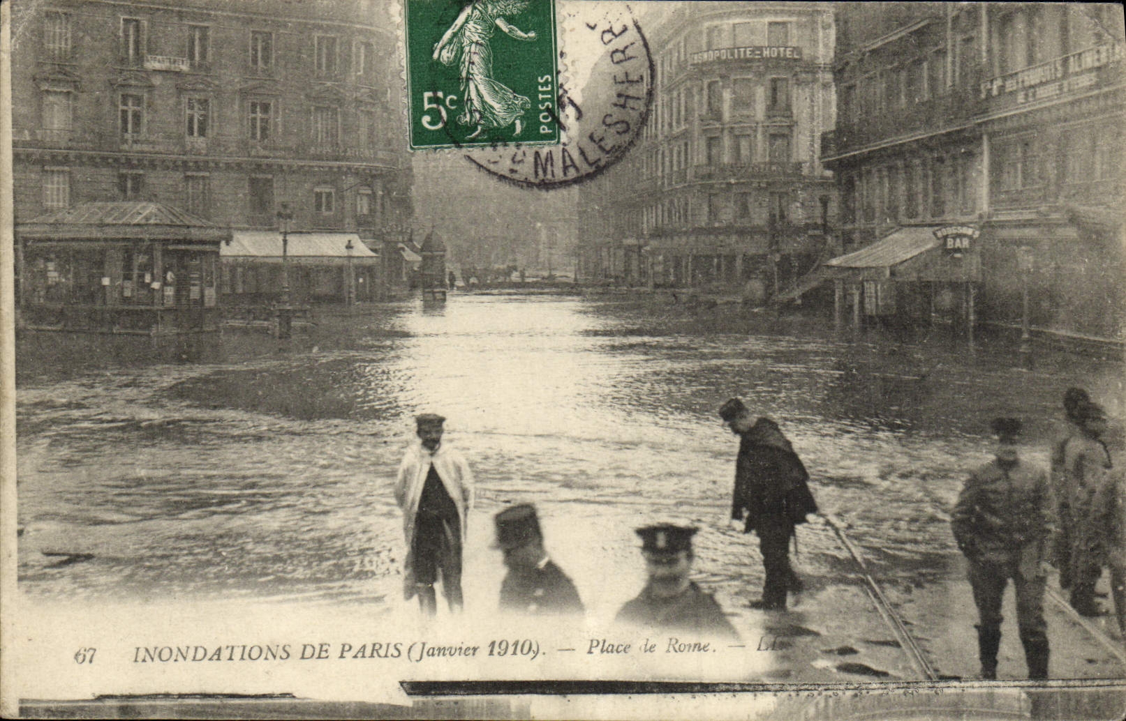 POSTAL Inondations de la VENDIMIA de los lugares de París de Roma