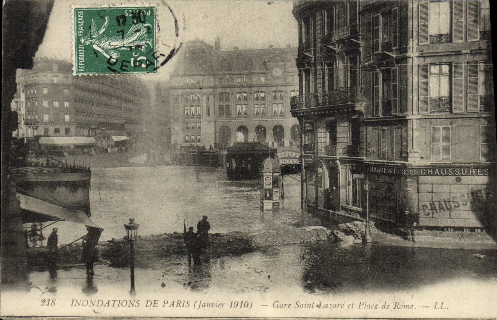 CPA Inondations De Paris Gare Saint Lazare Et Place De Rome