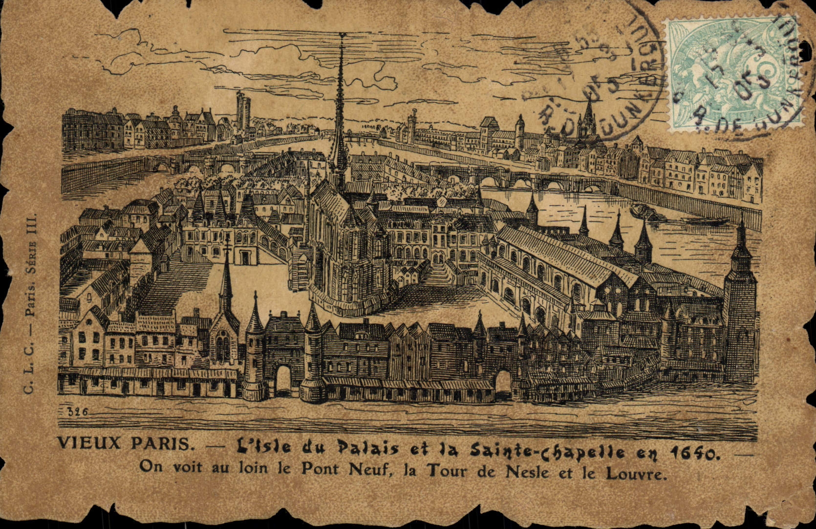 VINTAGE POSTCARD Old Paris Isle Of the Palate And Sainte the Vault in 1640