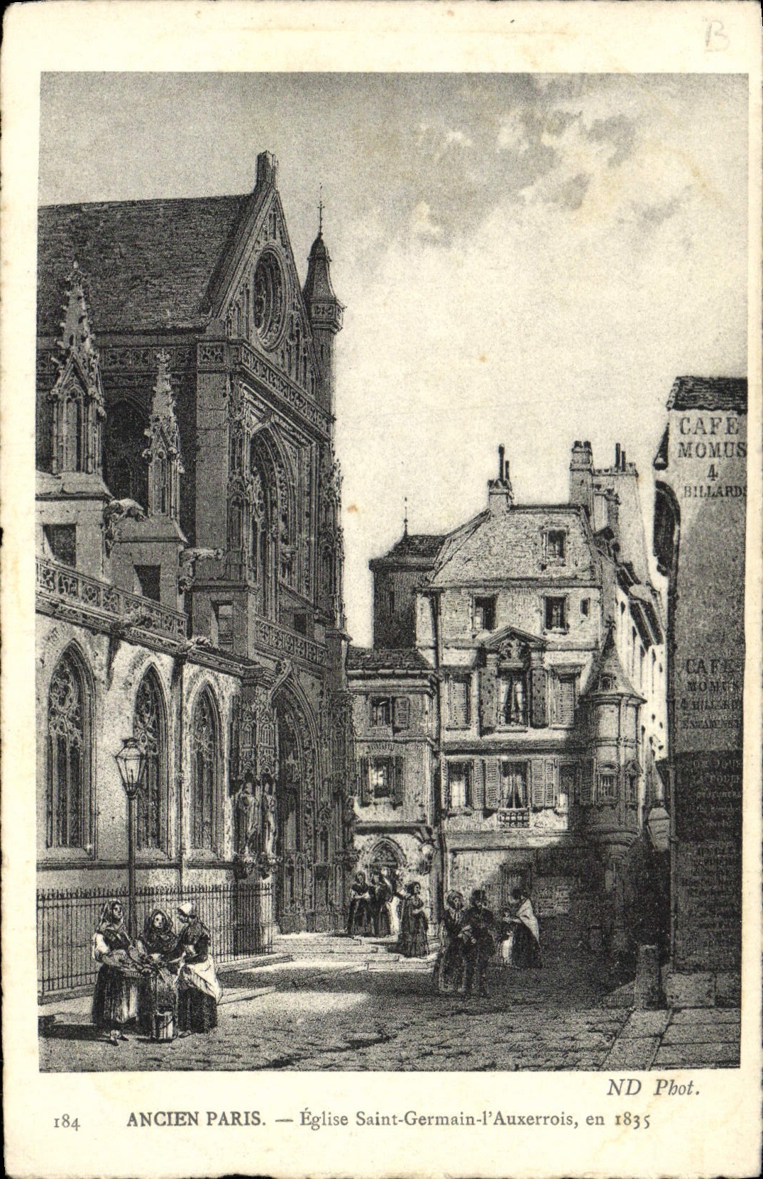 VINTAGE POSTCARD Old Paris Church Saint Germain the Resident of Auxerre in 1835